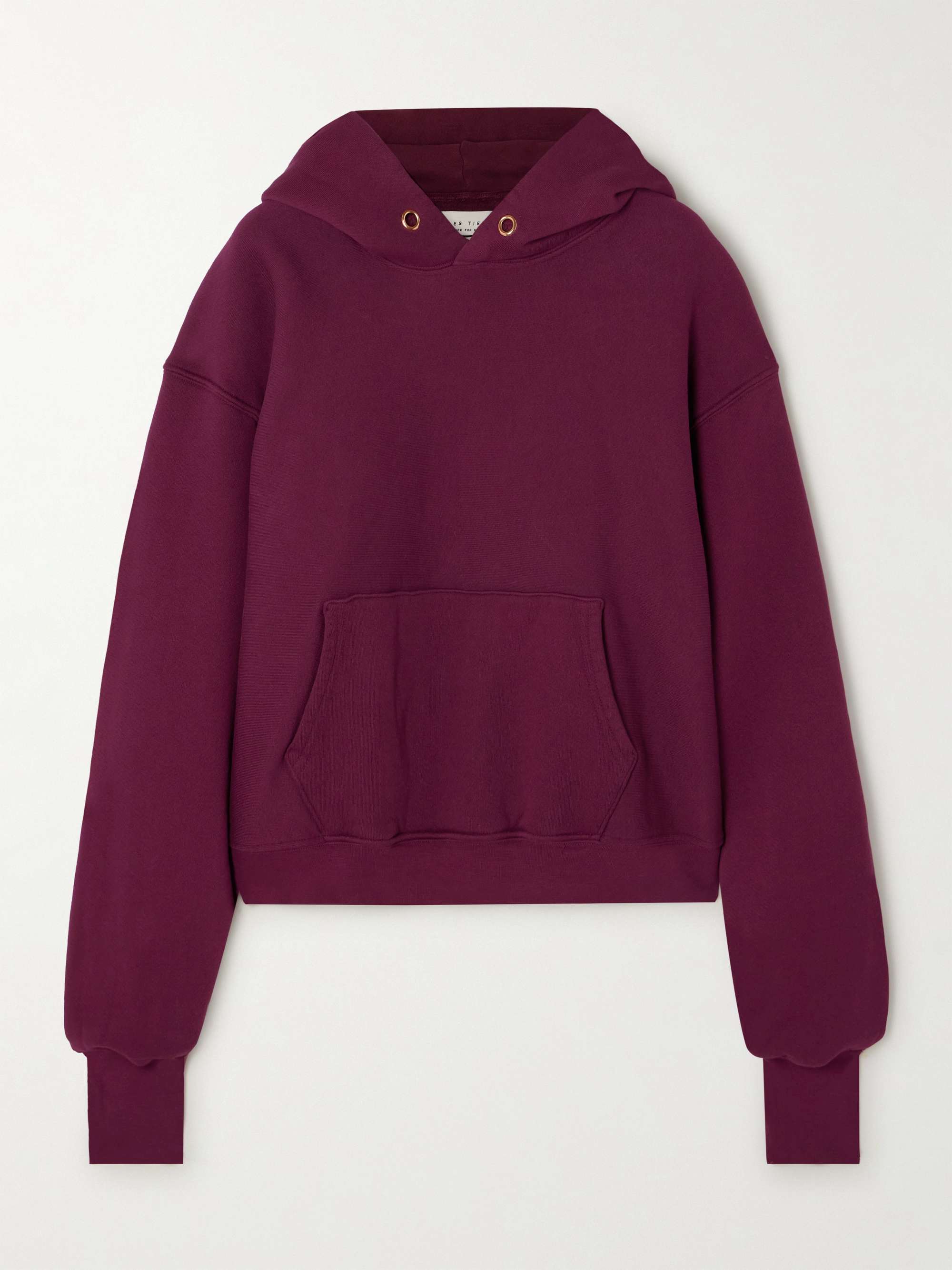 Cropped cotton-jersey hoodie view