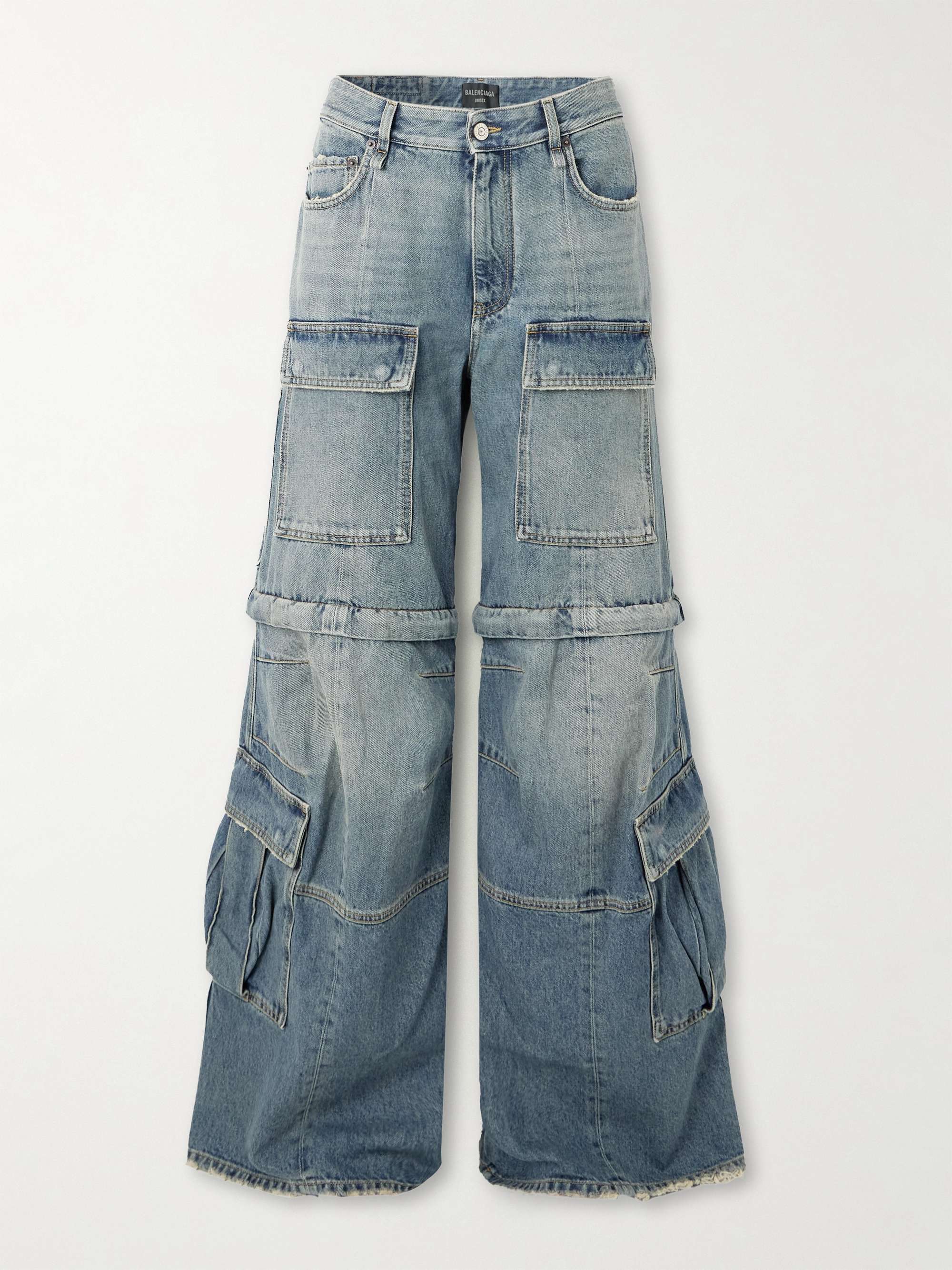 Mid-rise wide-leg cargo jeans view