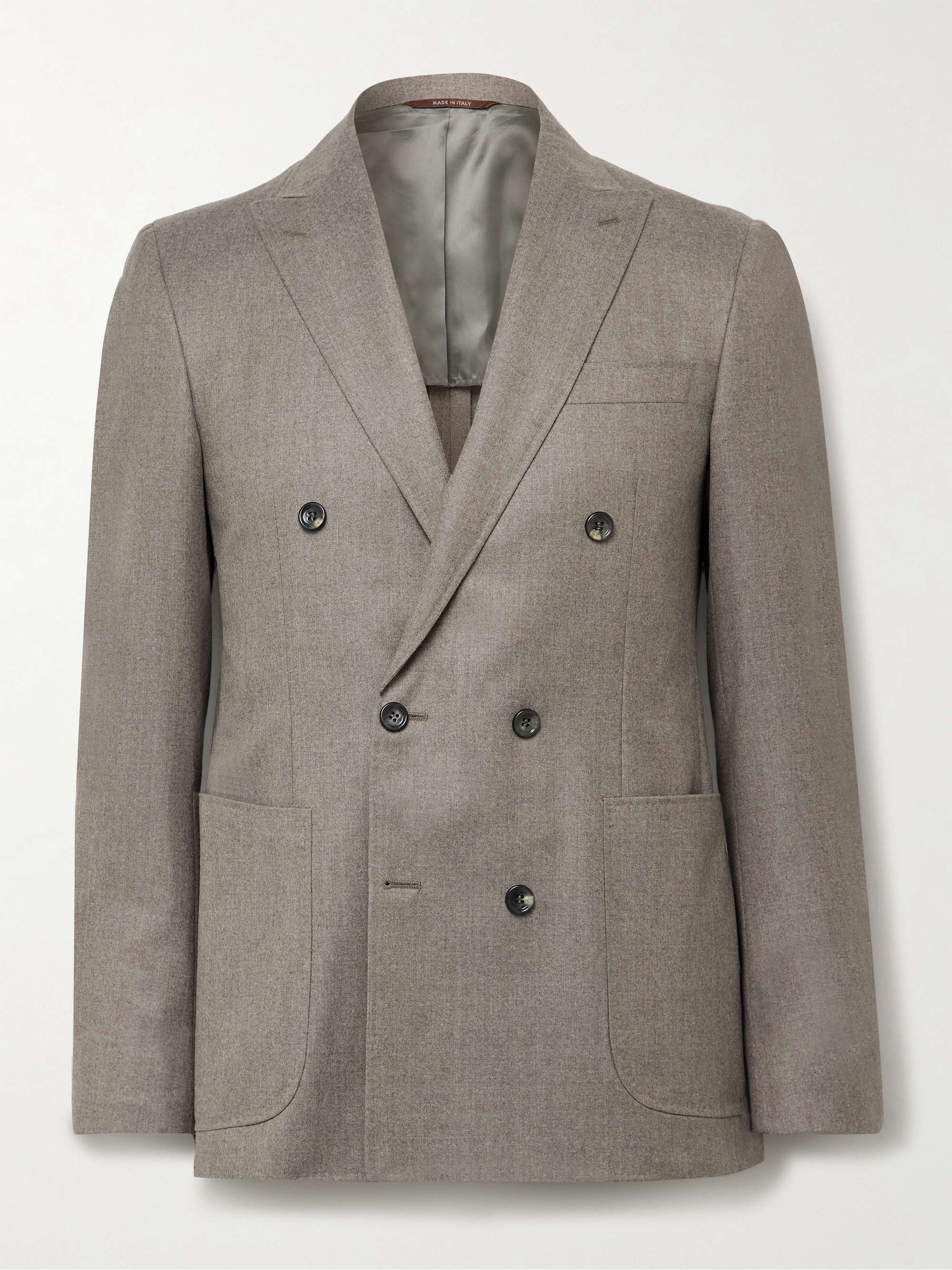 Kei Slim-Fit Double-Breasted Wool-Flannel Suit Jacket view