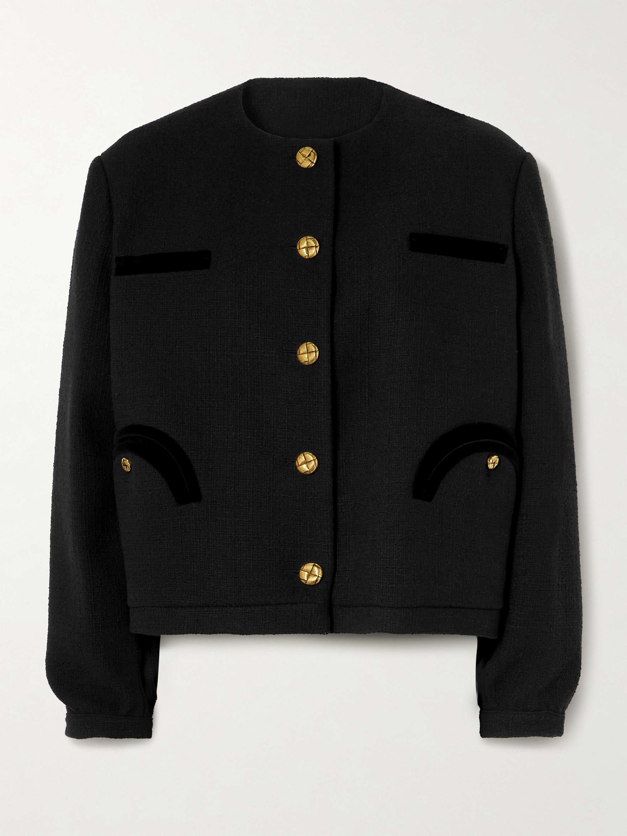 Missy Gliss velvet-trimmed cotton-blend bouclé jacket view