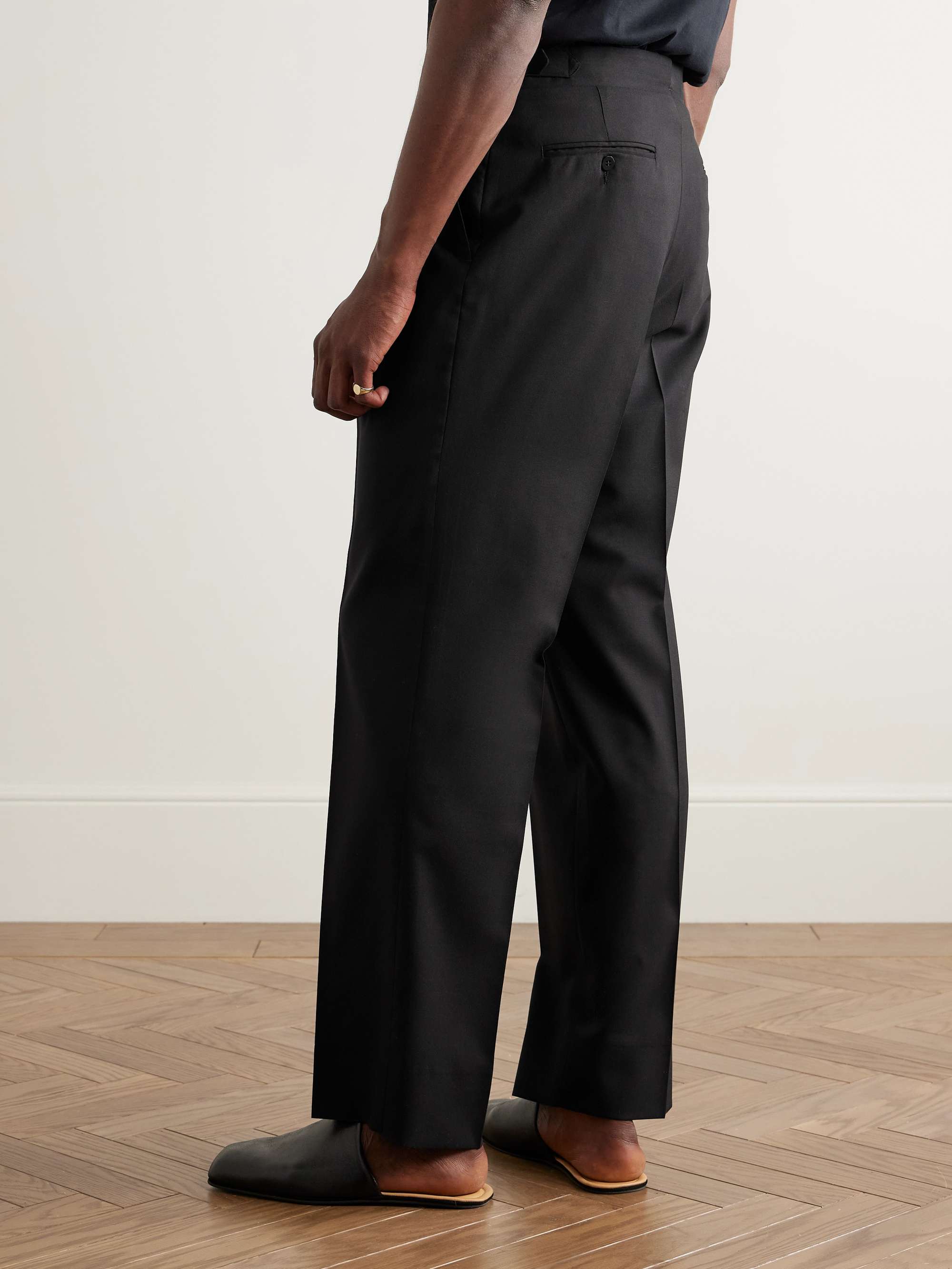 Straight-Leg Pleated Wool Trousers view