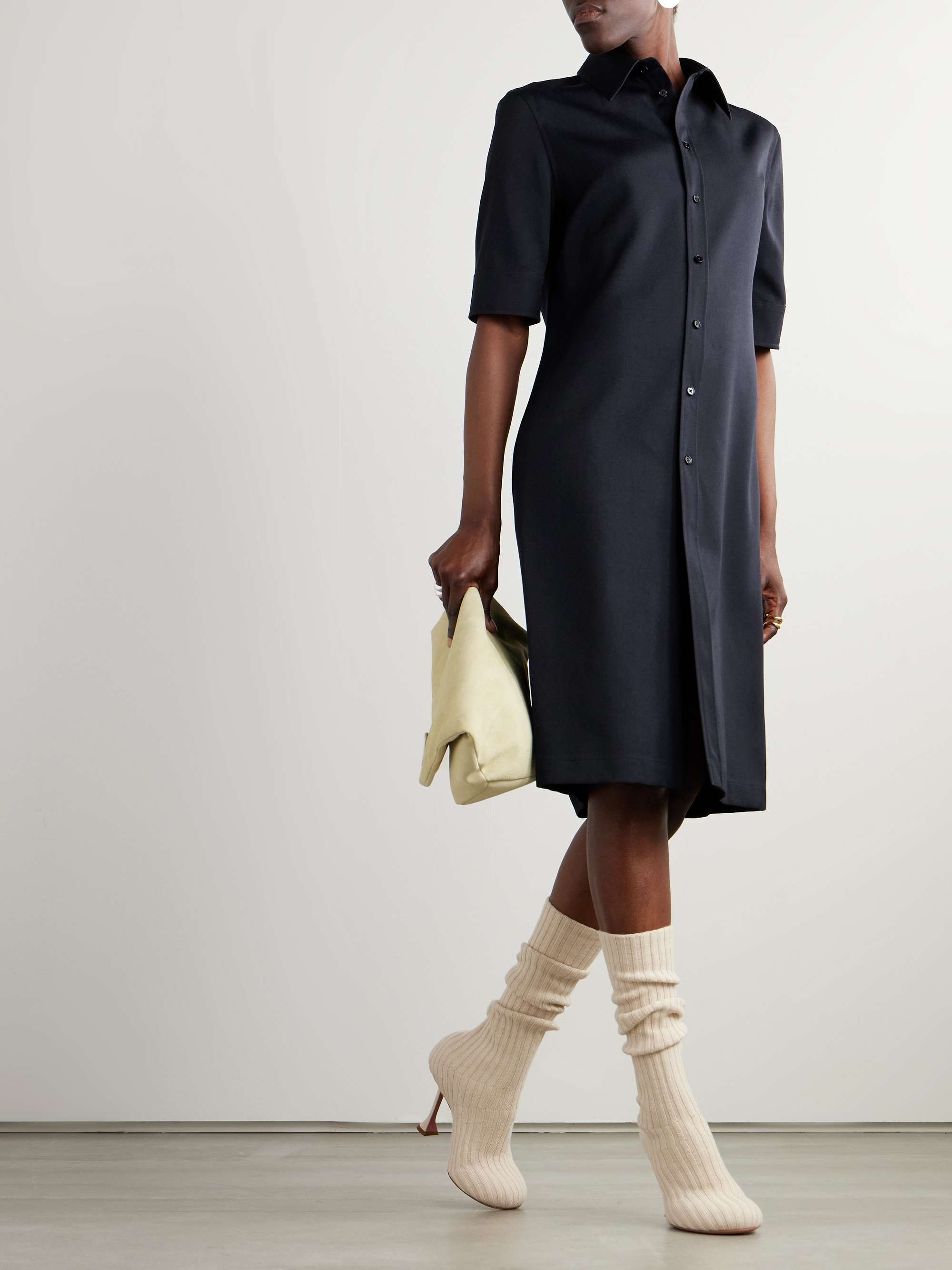 Wool shirt midi dress view