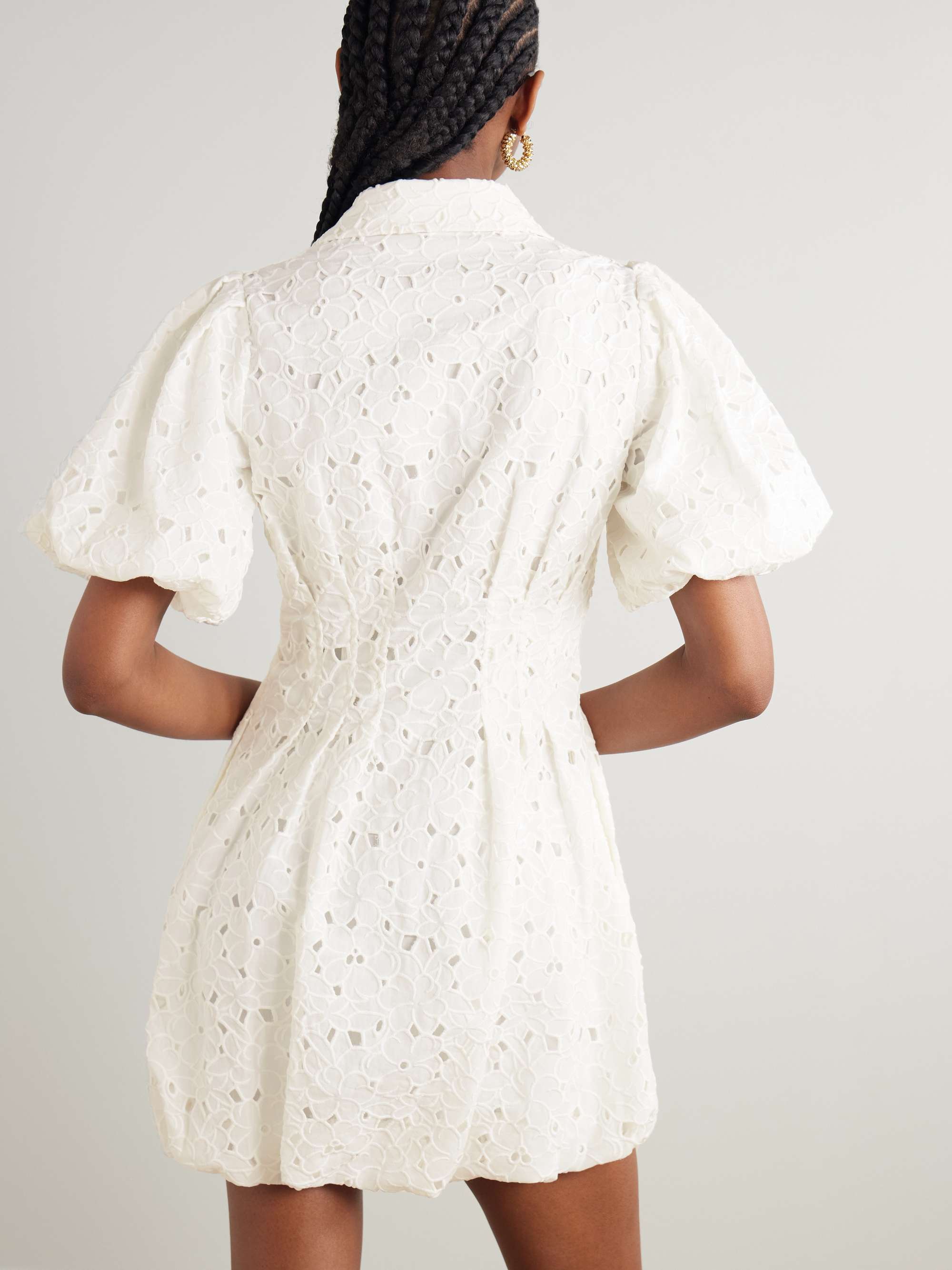 Cleo pleated broderie anglaise cotton mini shirt dress view