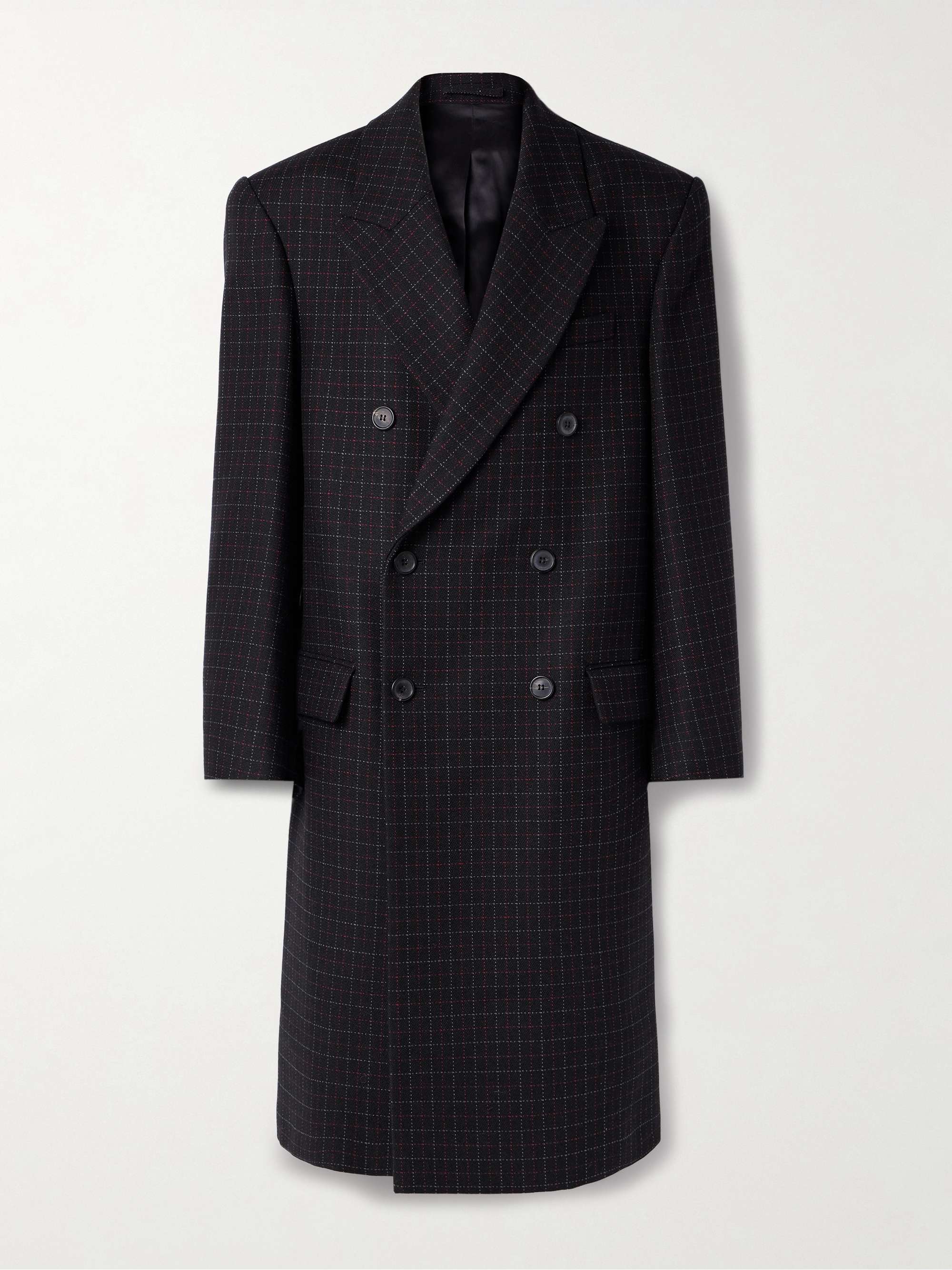 Double-breasted checked wool coat view