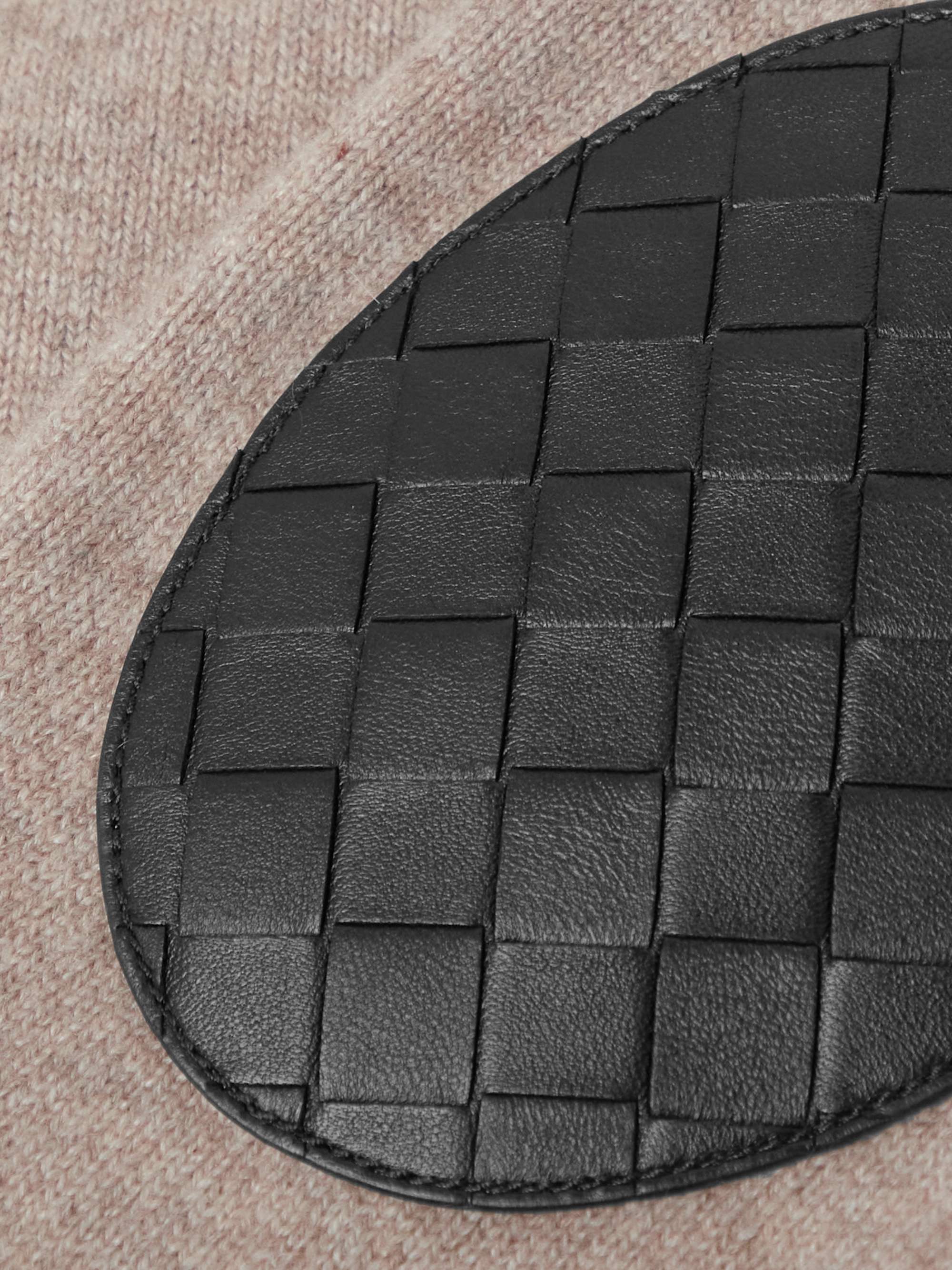 Intrecciato Leather-Trimmed Cashmere-Blend Sweater view