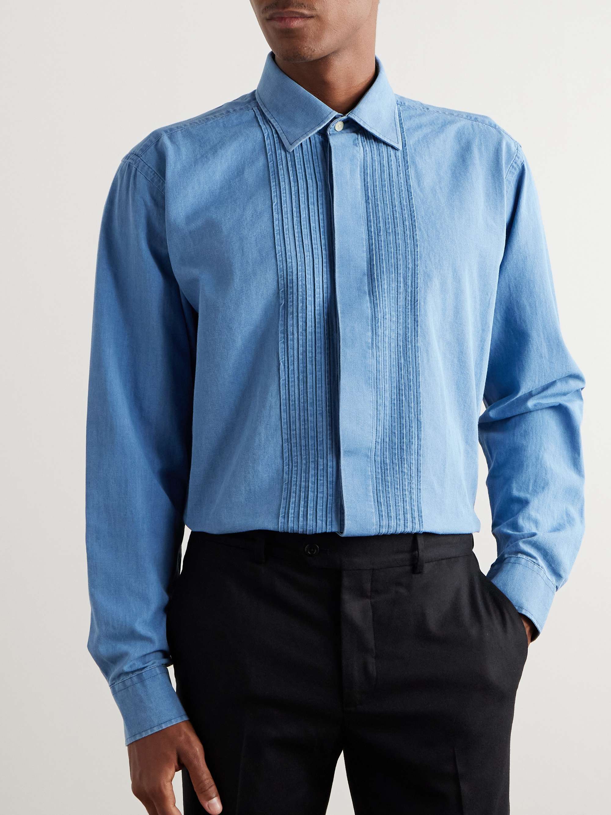 Bib-Front Cotton-Chambray Shirt view
