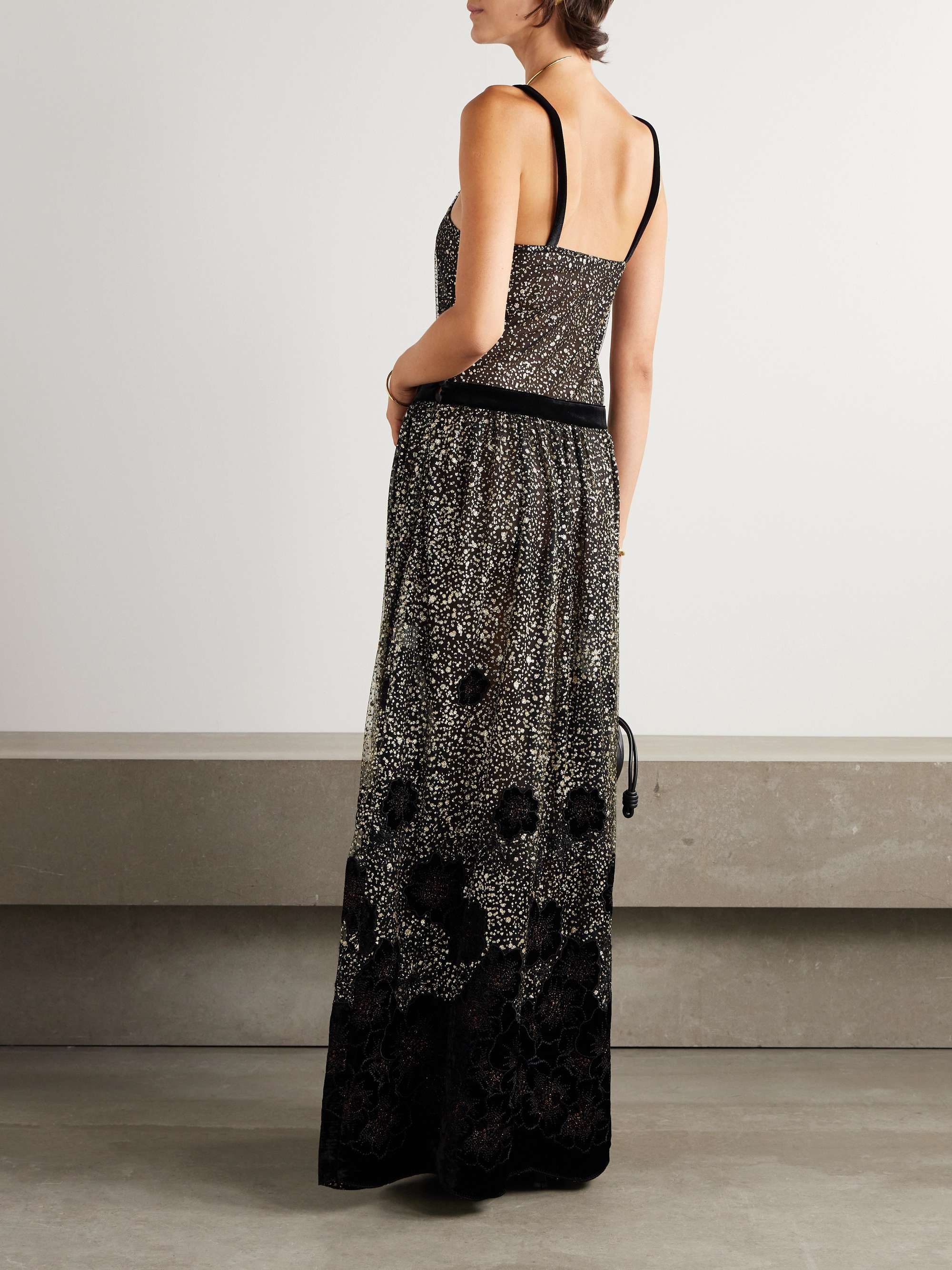 Primula embellished metallic velvet-trimmed tulle maxi dress view