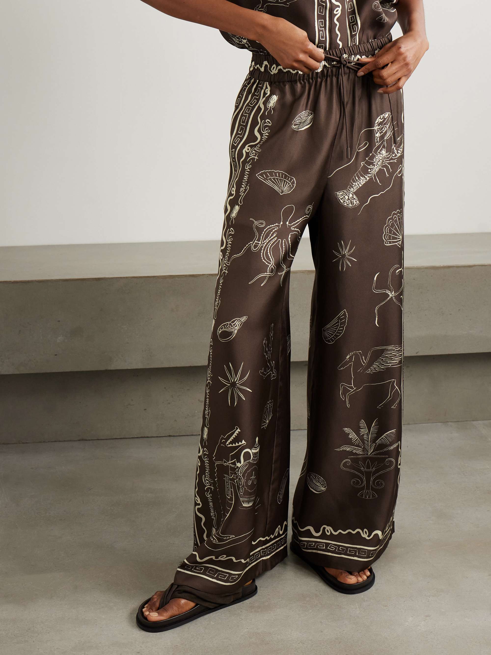 + Sam Pauletto Sammy printed silk-twill wide-leg pants view