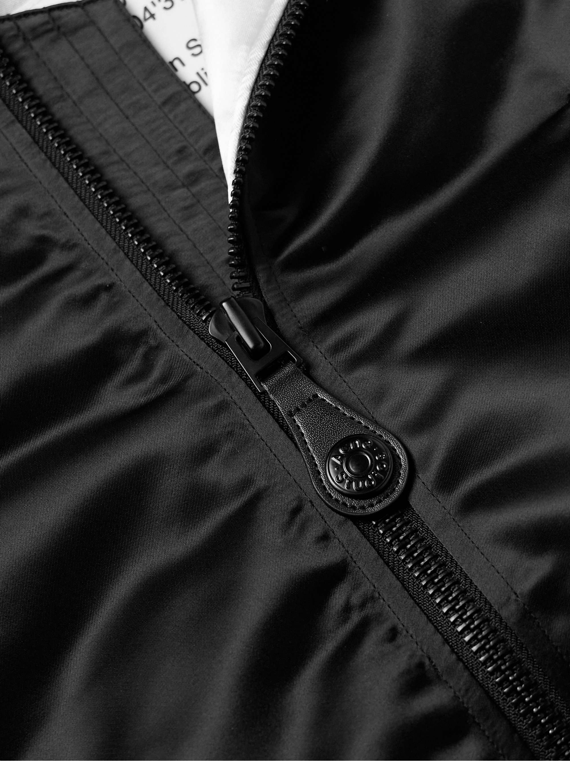 Oliev Logo-Embroidered Padded Satin Bomber Jacket view