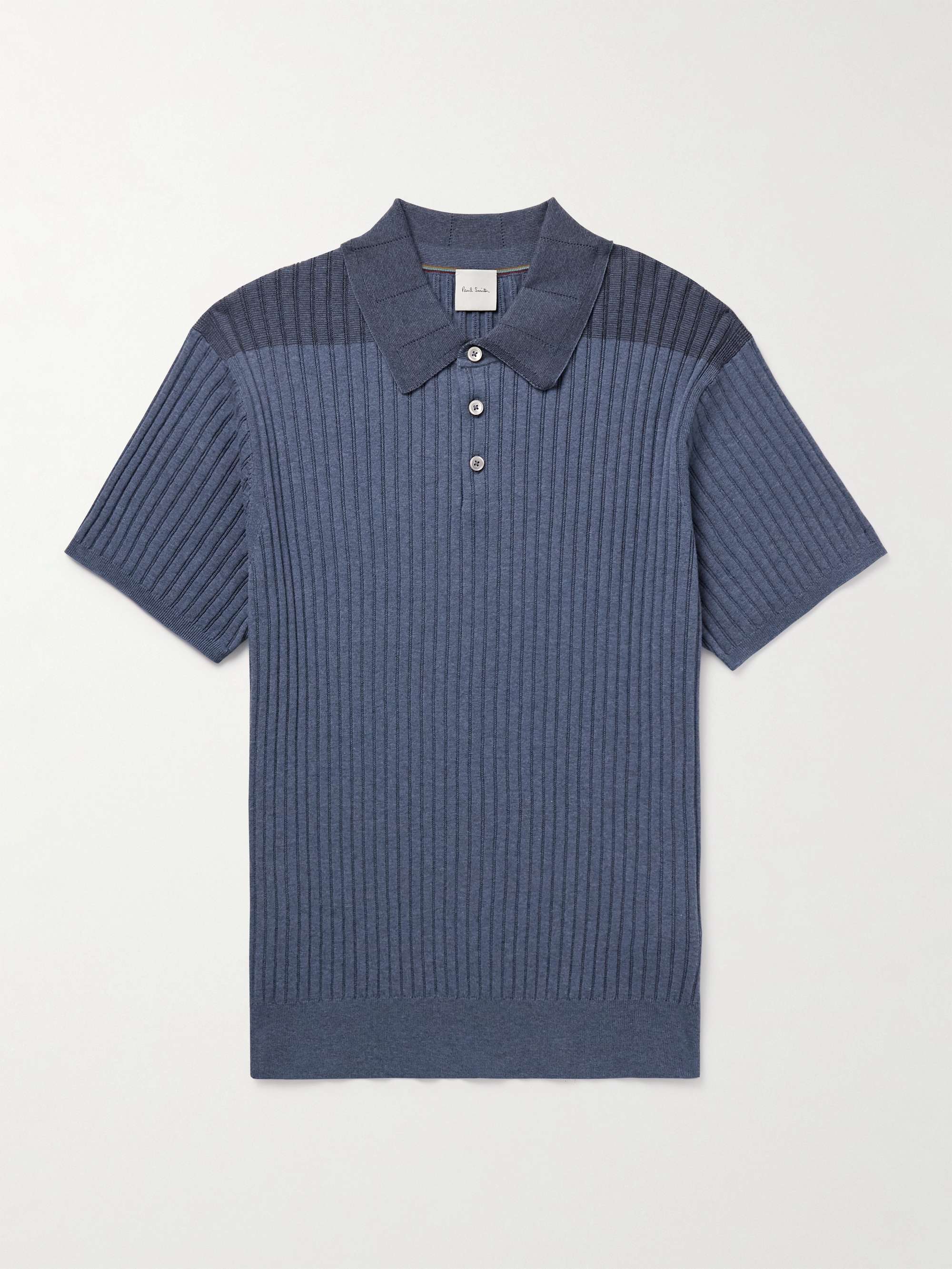 Slim-Fit Ribbed Organic Cotton Polo Shirt view