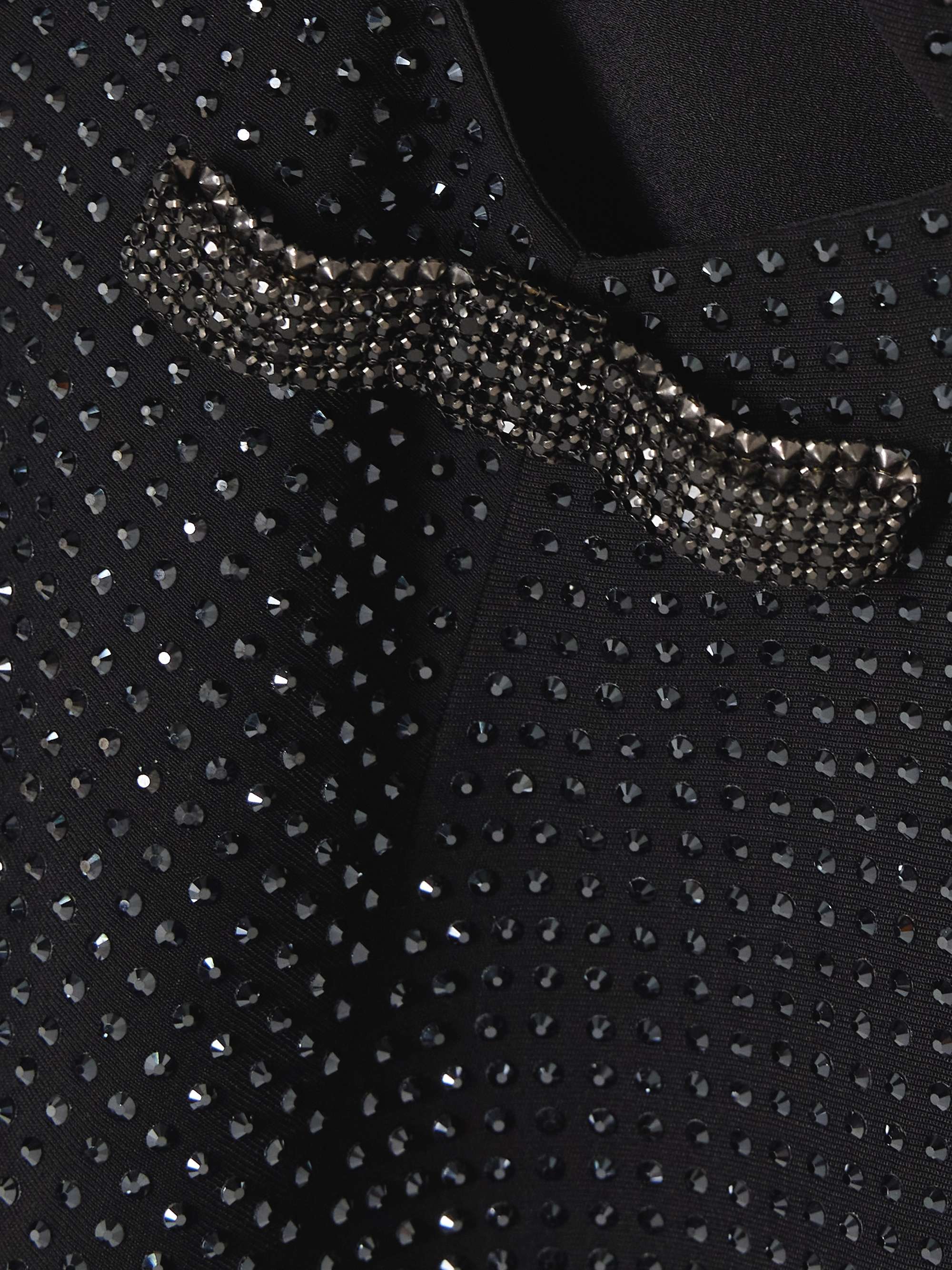 Bow and crystal-embellished crepe turtleneck mini dress view