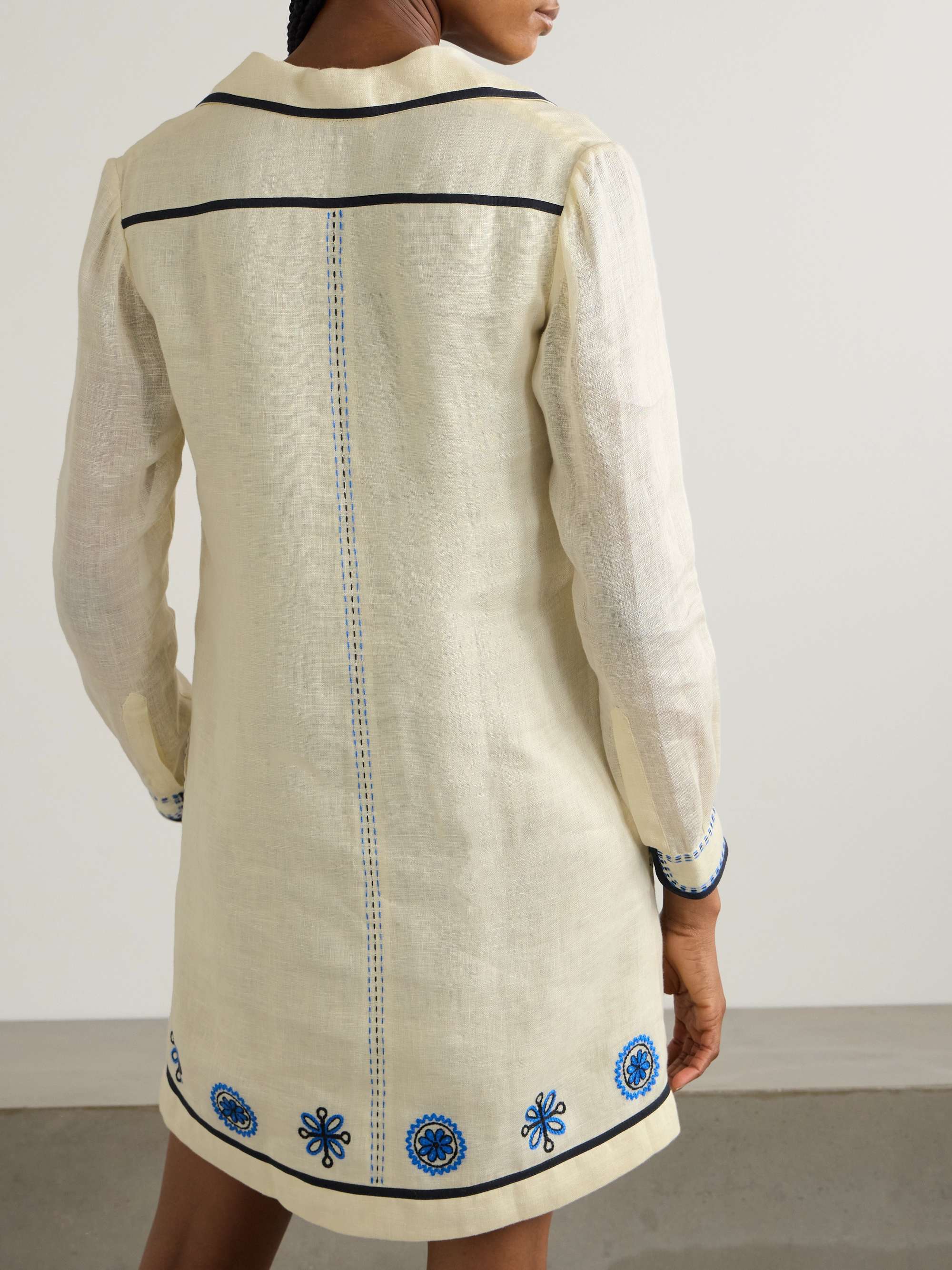 Misha embroidered linen mini dress view