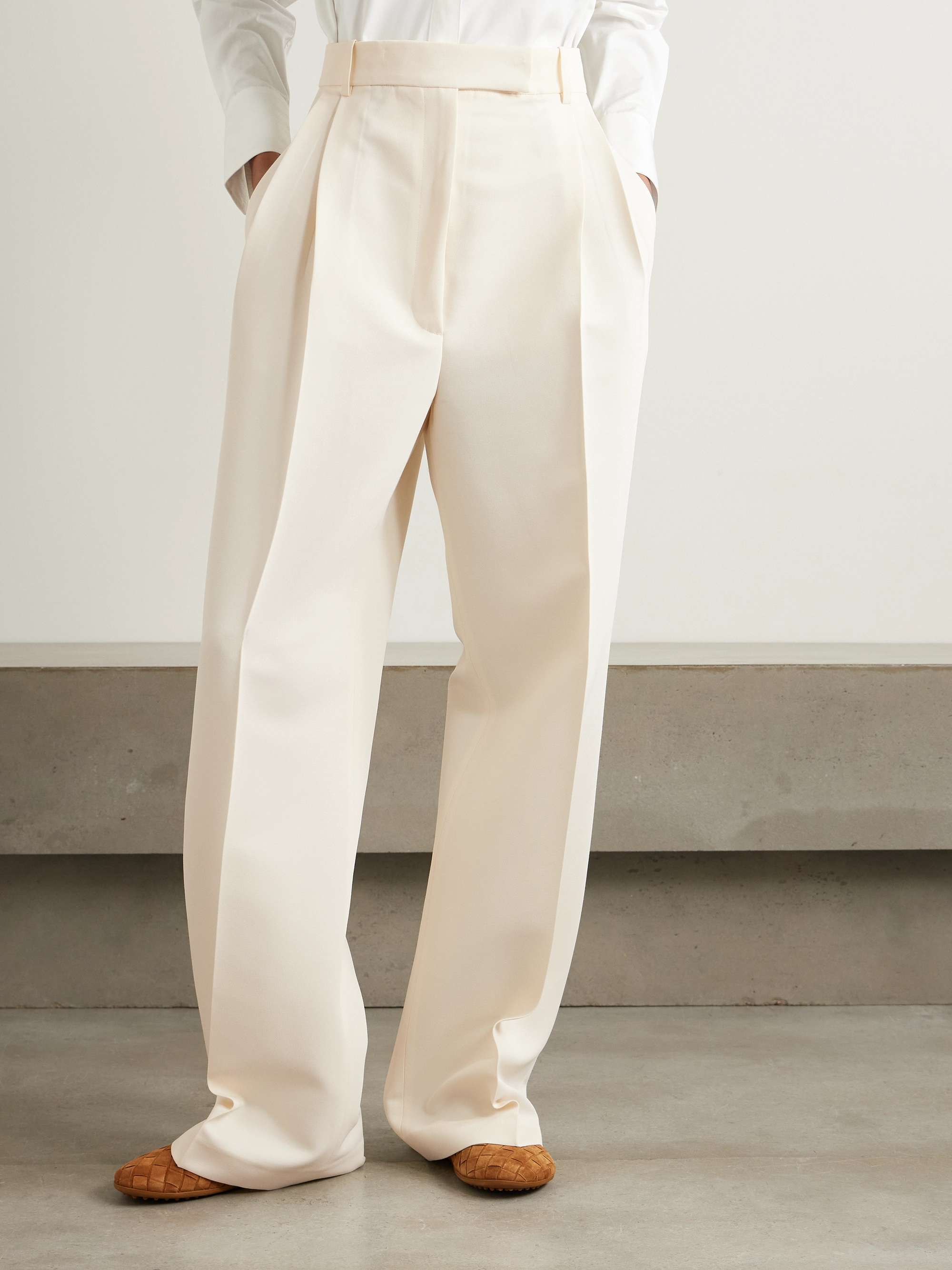 Pleated recycled-twill wide-leg pants view