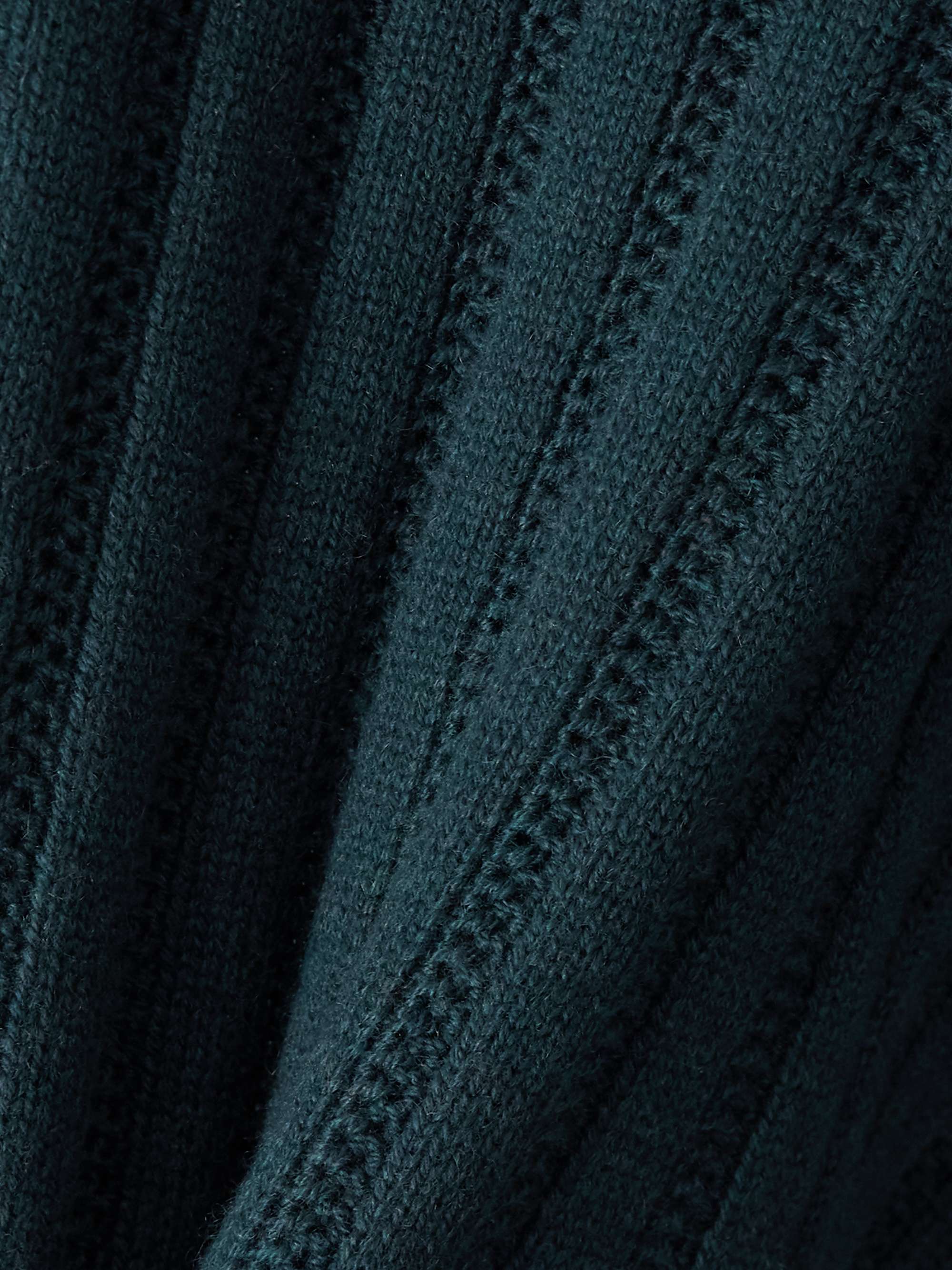 Luxe Somptueux ribbed and pointelle-knit wool and cashmere-blend wide-leg track pants view
