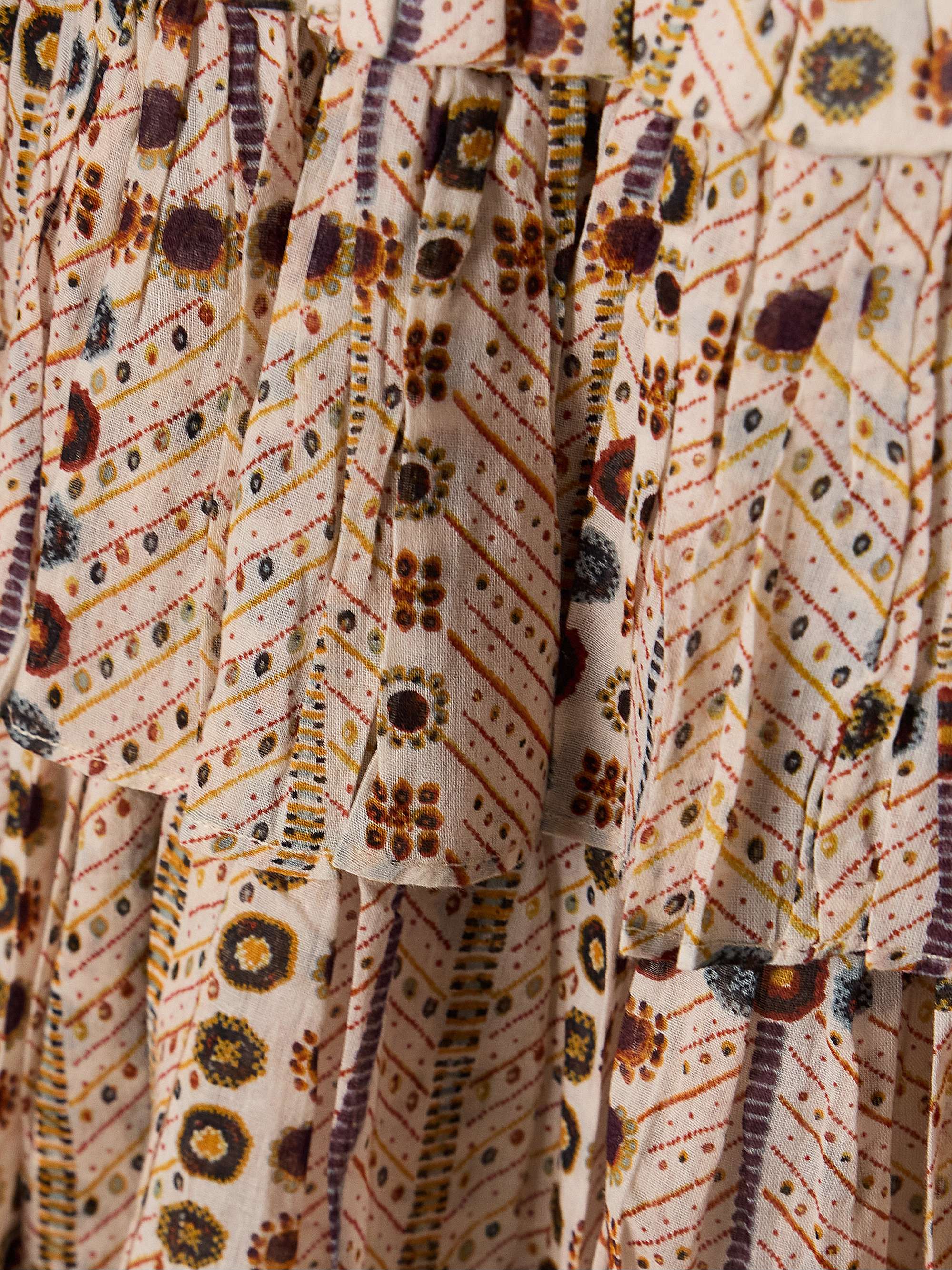 Naomi shirred tiered printed cotton-voile mini skirt view