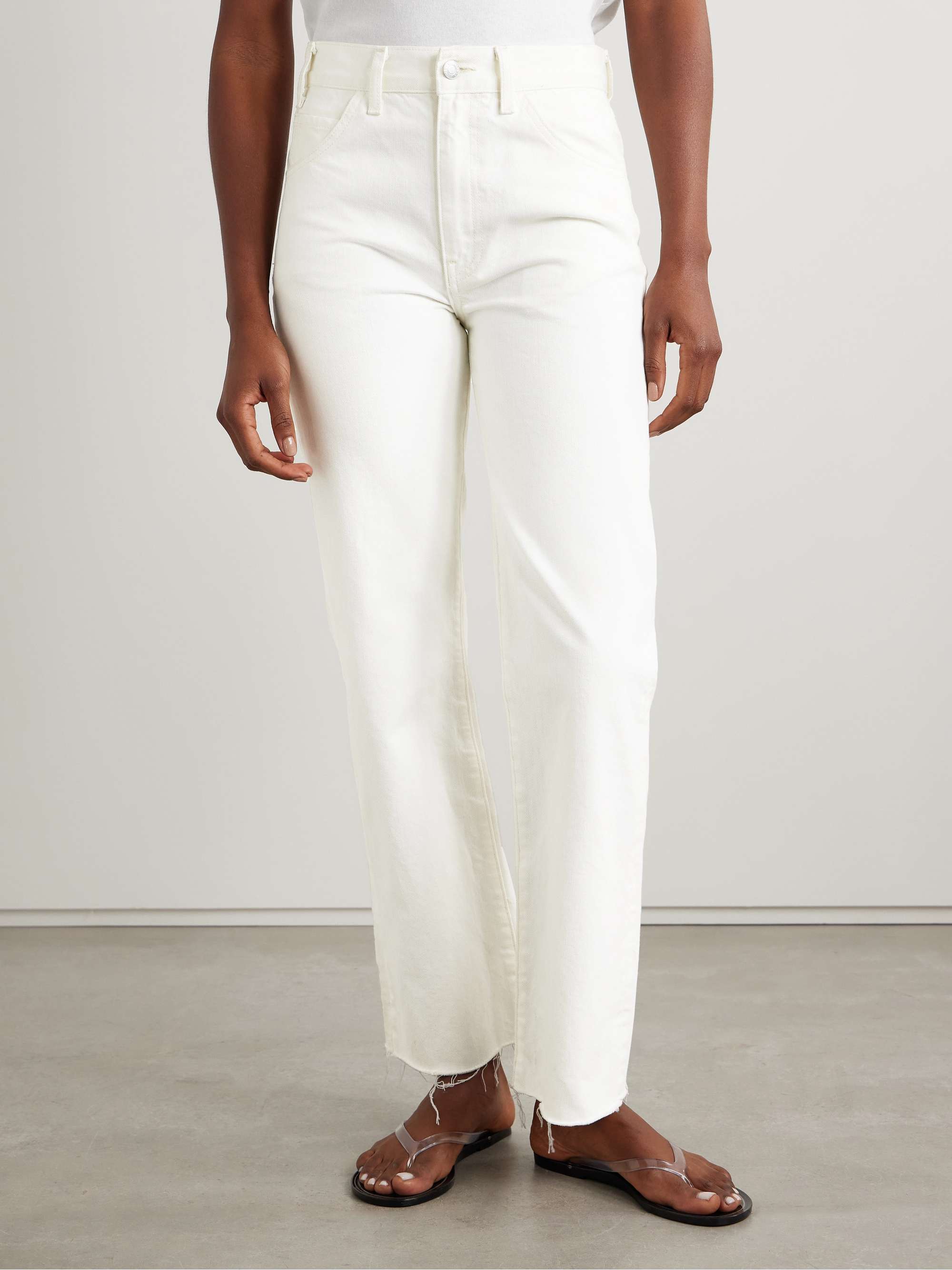 Calla frayed high-rise straight-leg jeans view