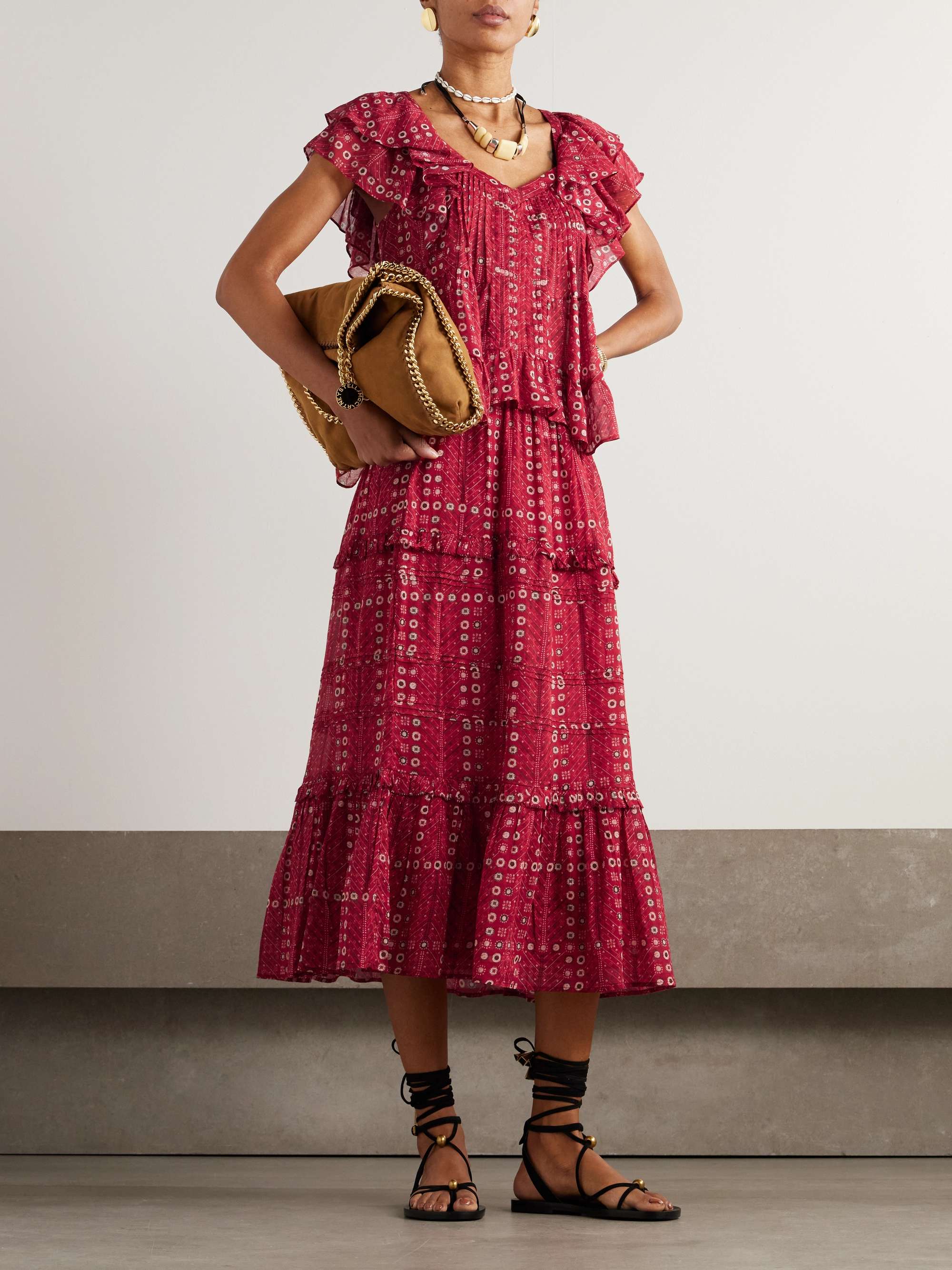 Ruffled printed organic cotton-voile blouse view