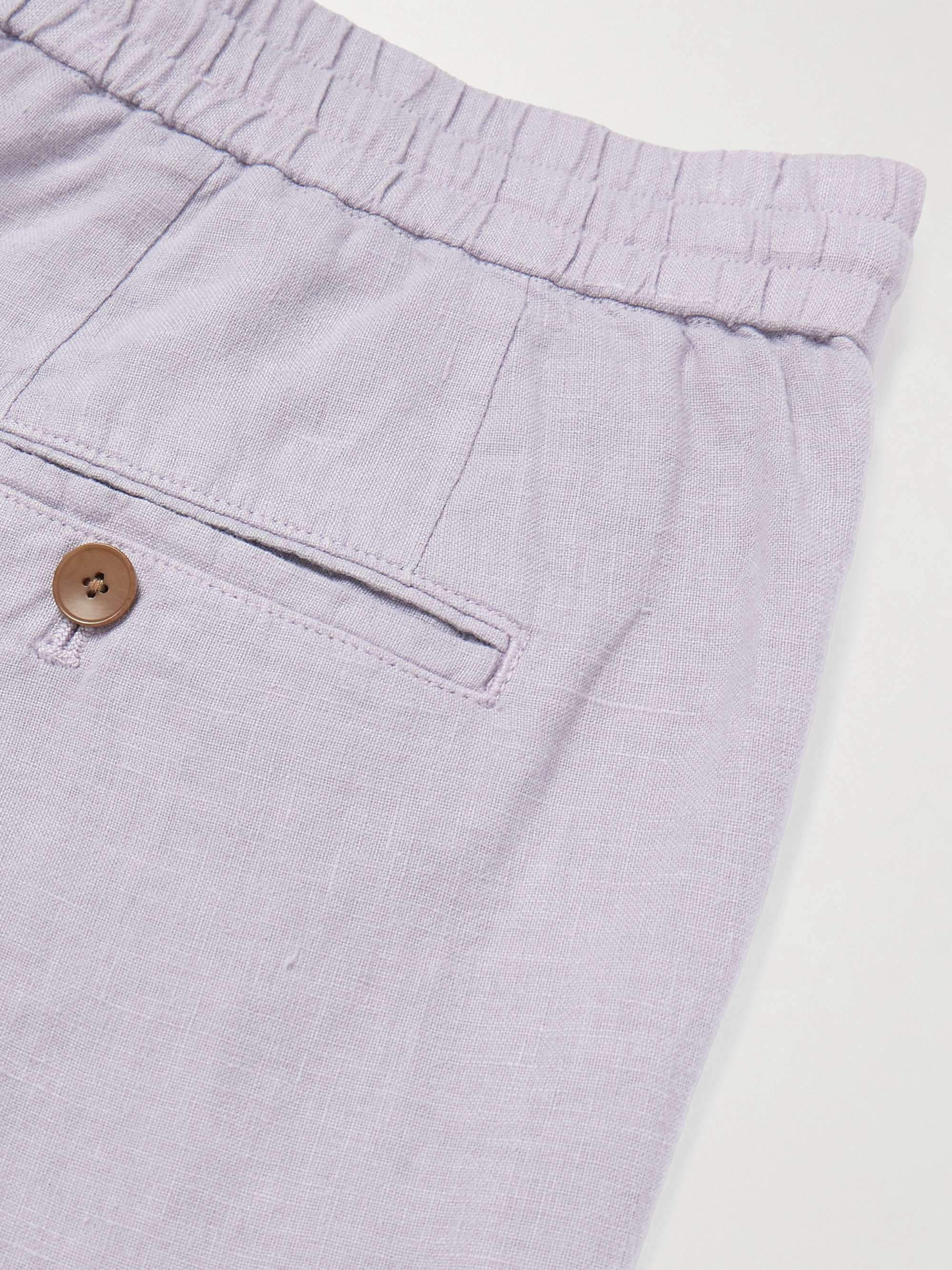 Edward Straight-Leg Garment-Dyed Linen Drawstring Trousers view