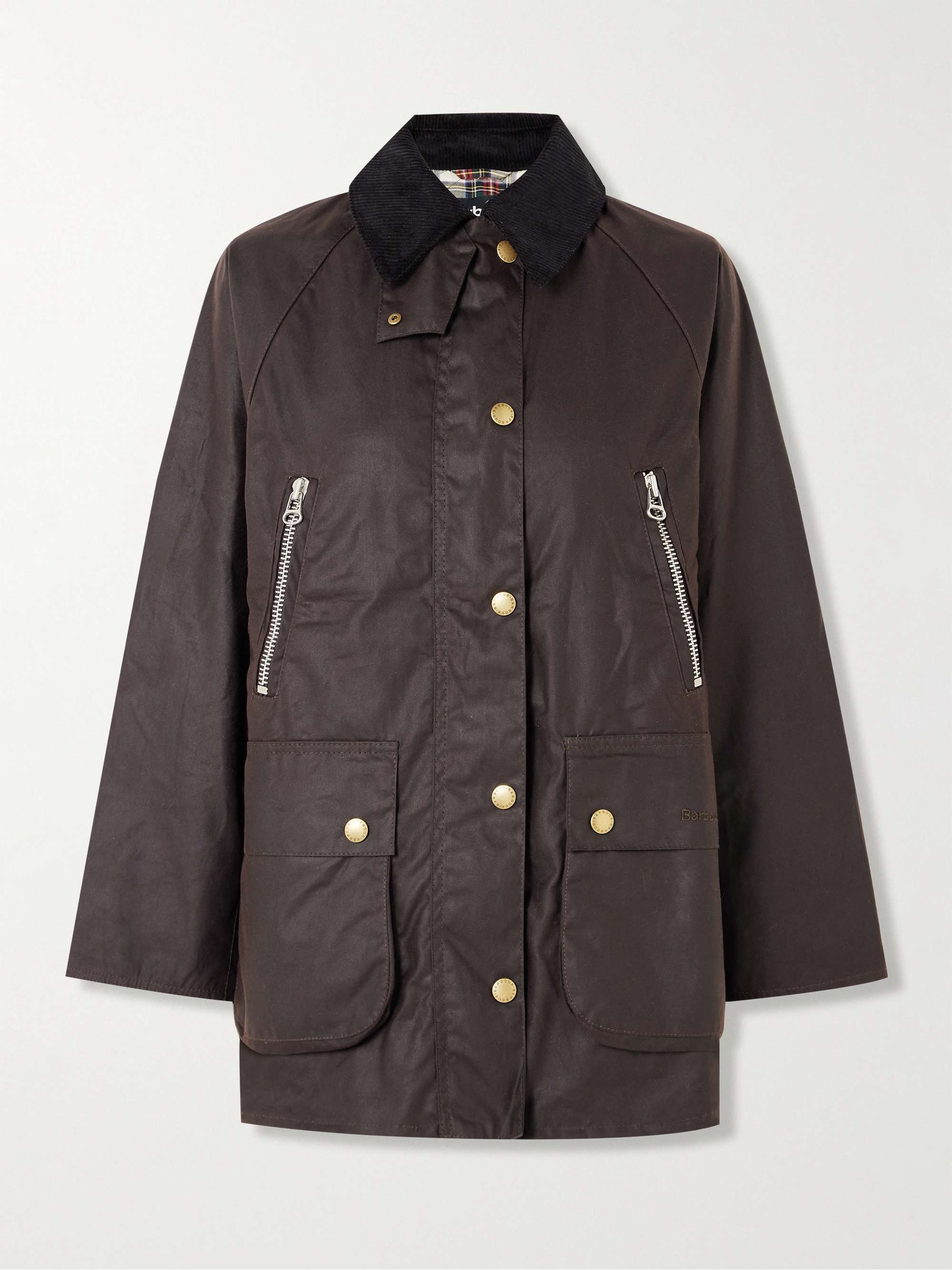 Lynne corduroy-trimmed waxed-cotton jacket view
