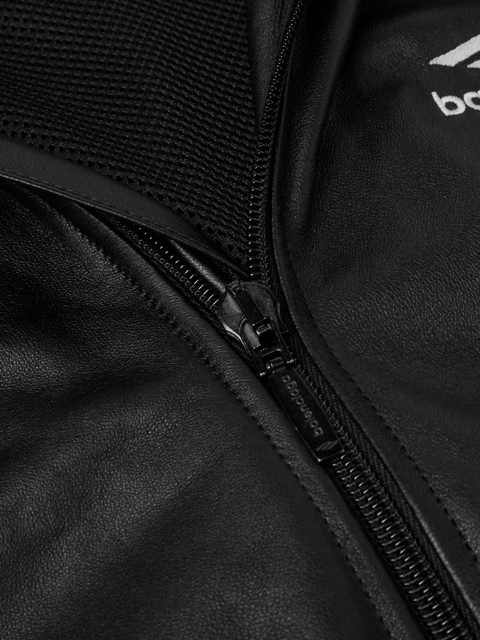 Logo-Print Leather Hooded Jacket view