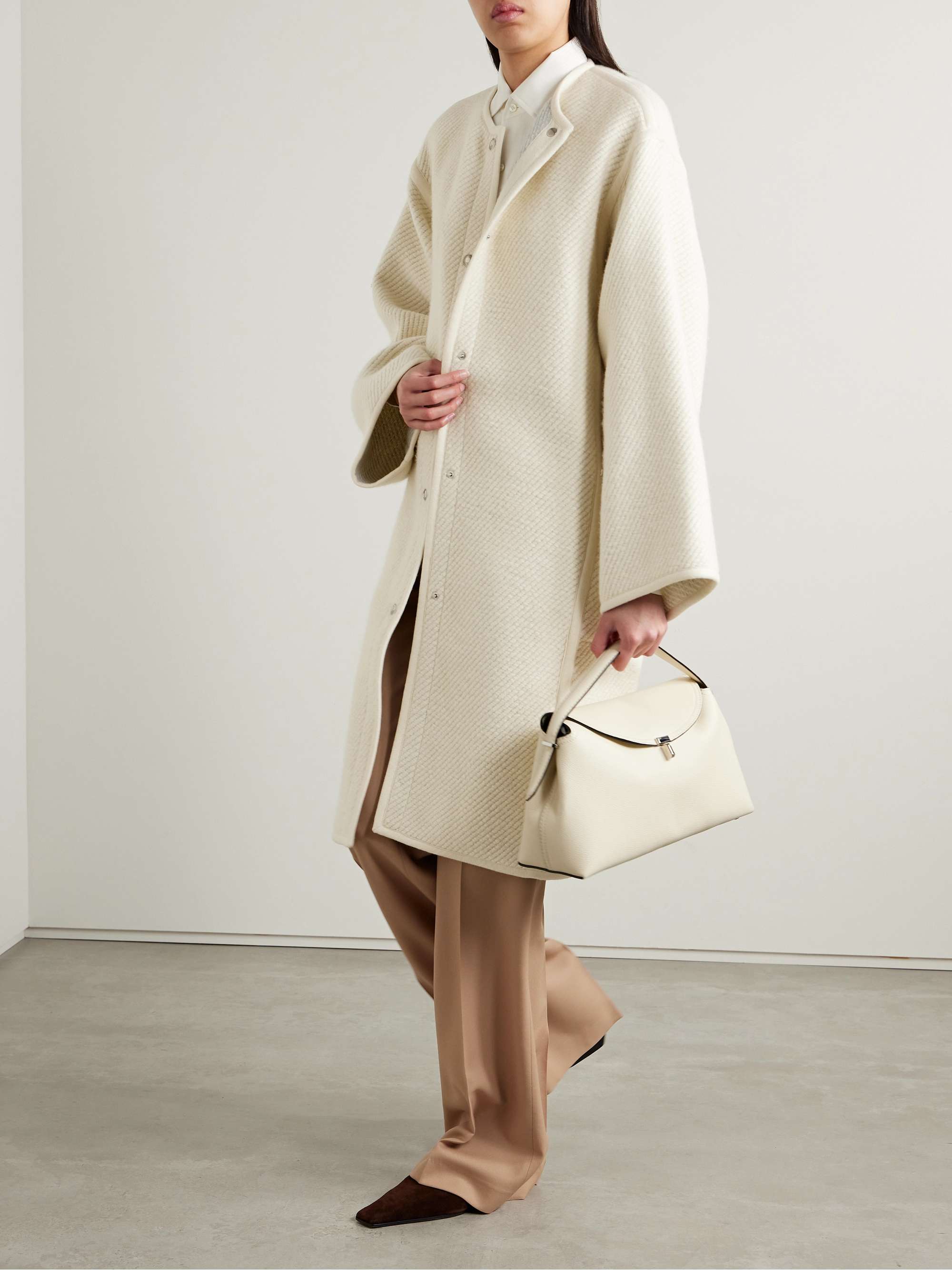 Silk, wool, cashmere and linen-blend coat view