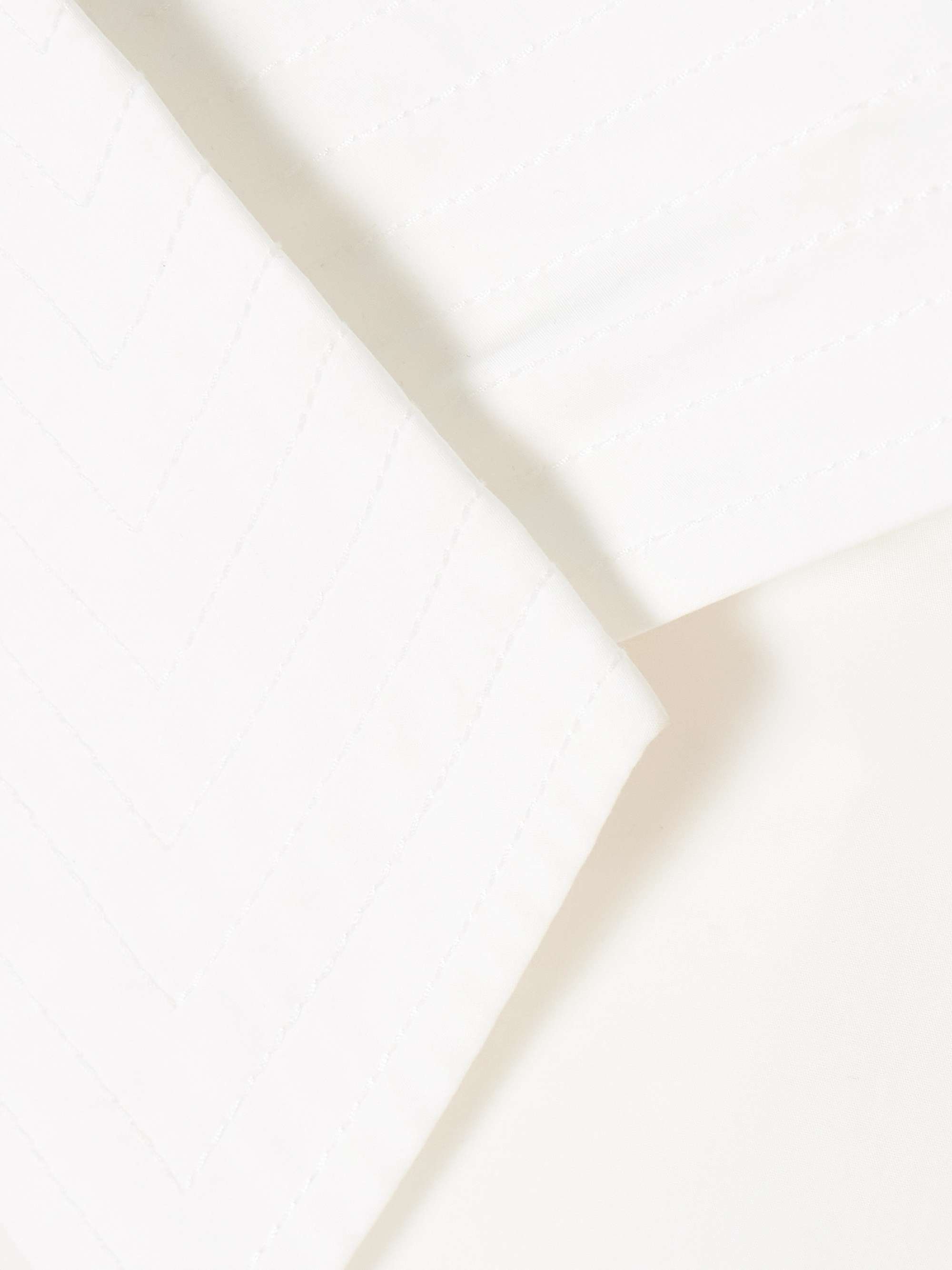One-shoulder topstitched cotton-blend poplin and jersey bodysuit view