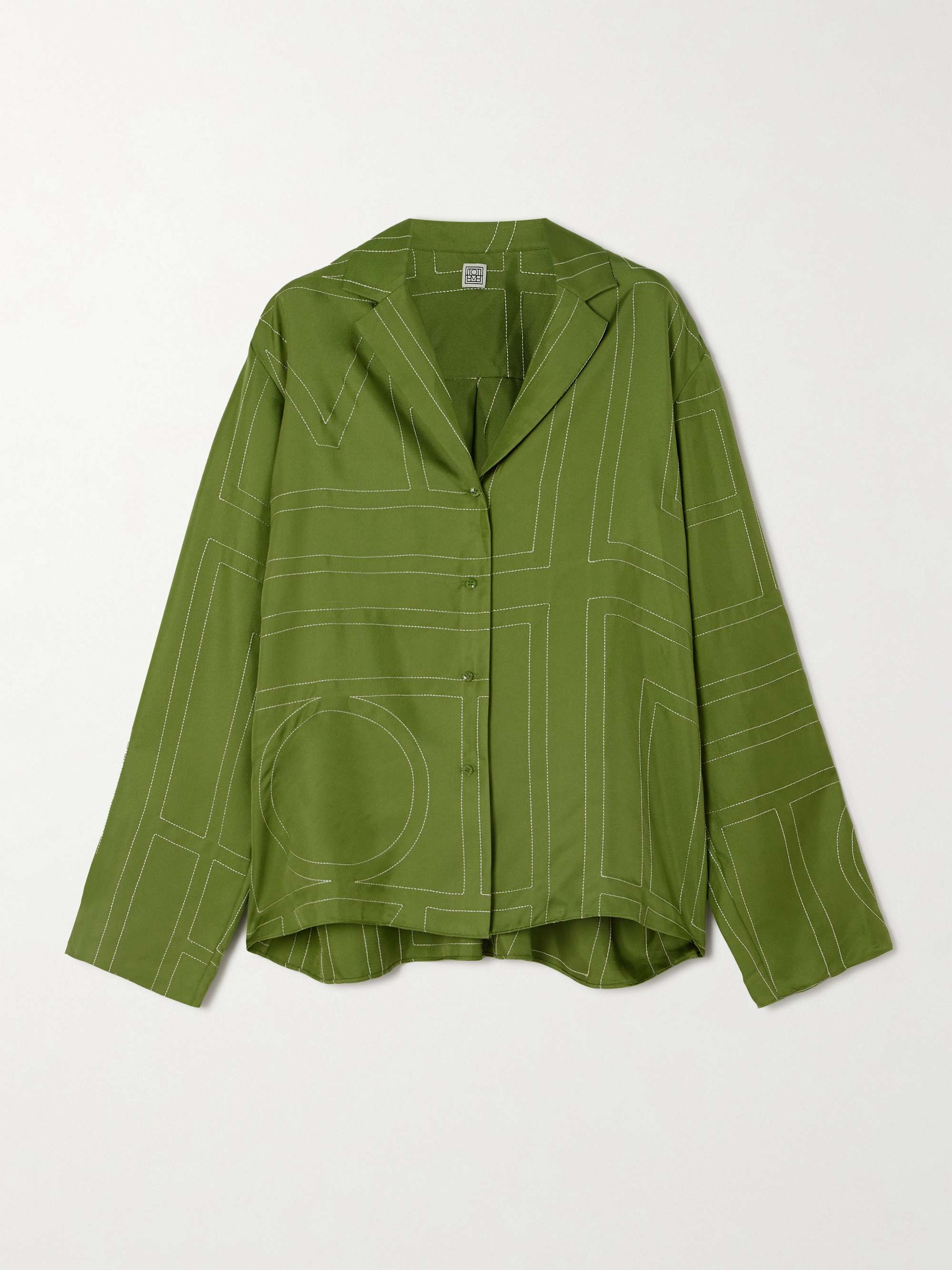 Embroidered silk-twill shirt view