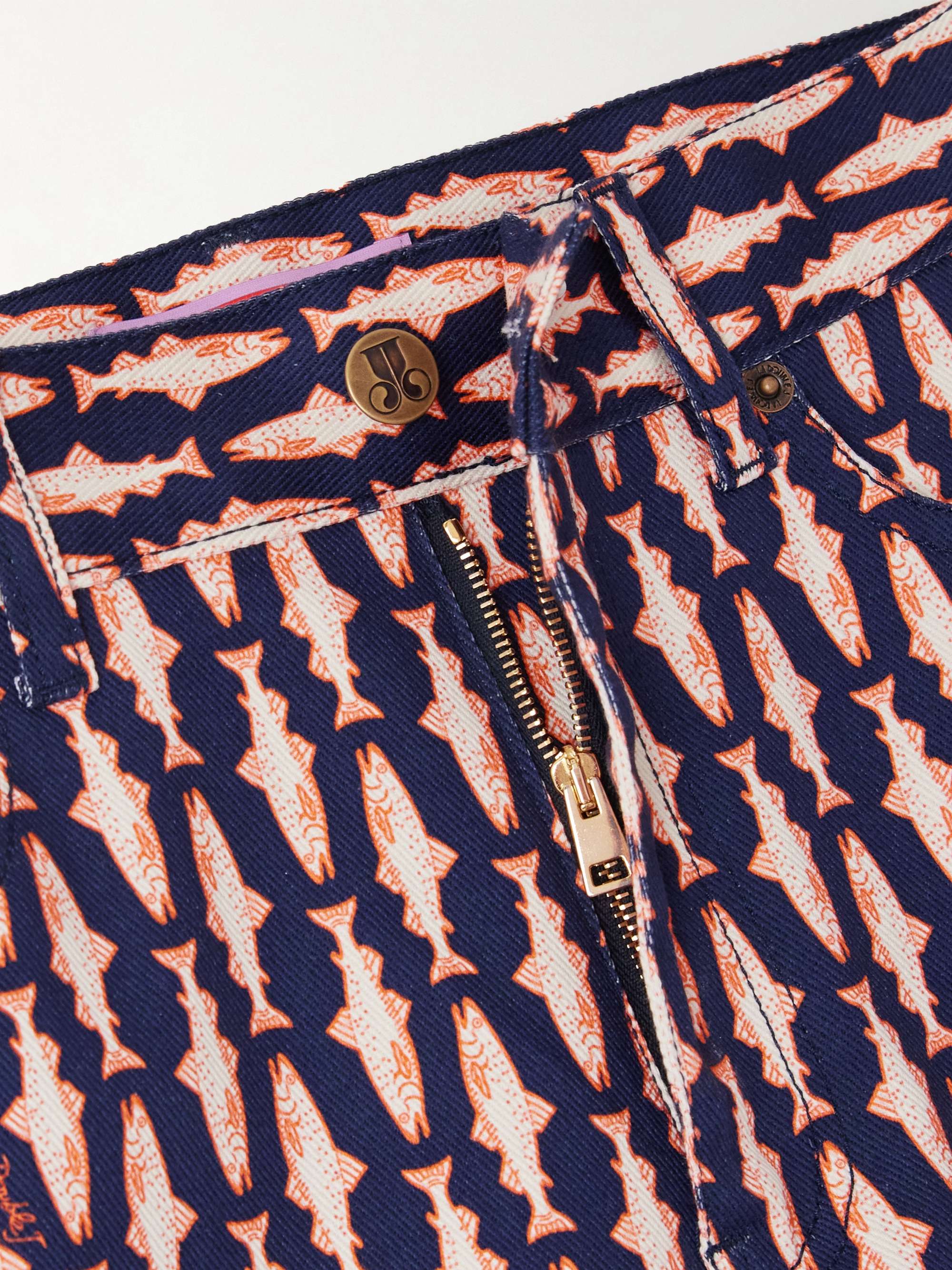 The Cropped printed mid-rise flared jeans view