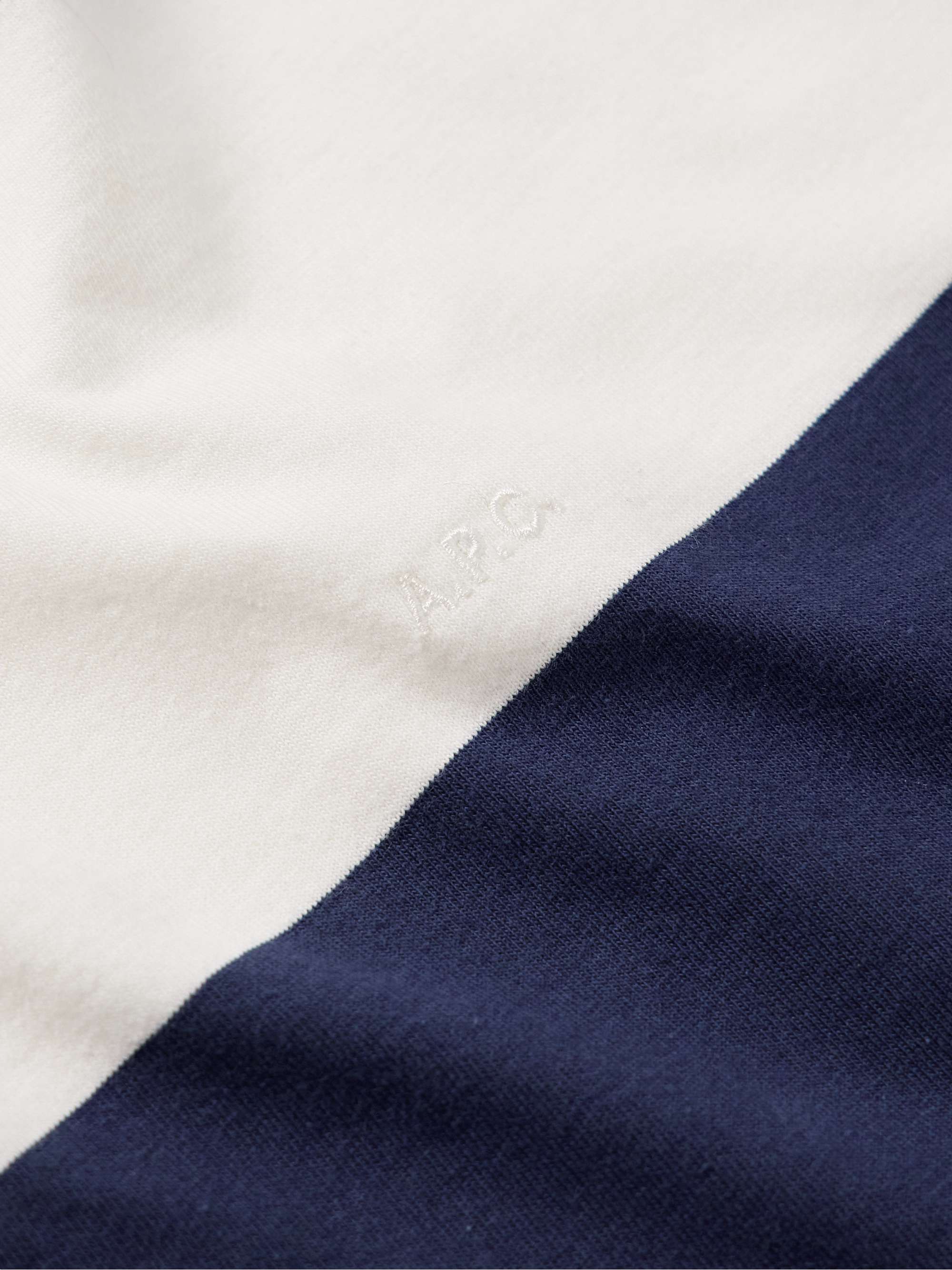 Riley Logo-Embroidered Striped Organic Cotton-Blend Jersey Polo Shirt view