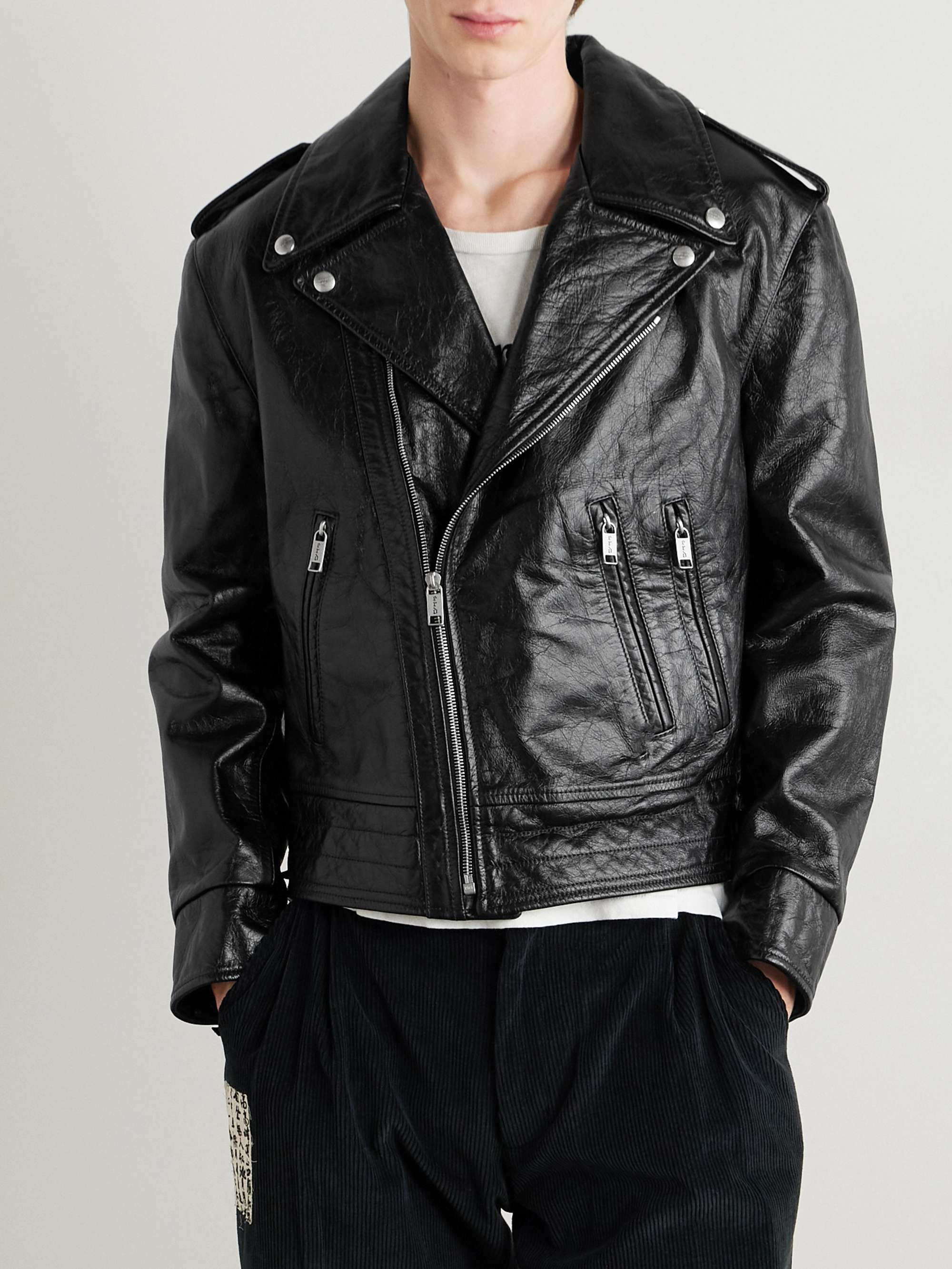 Distressed Leather Biker Jacket view