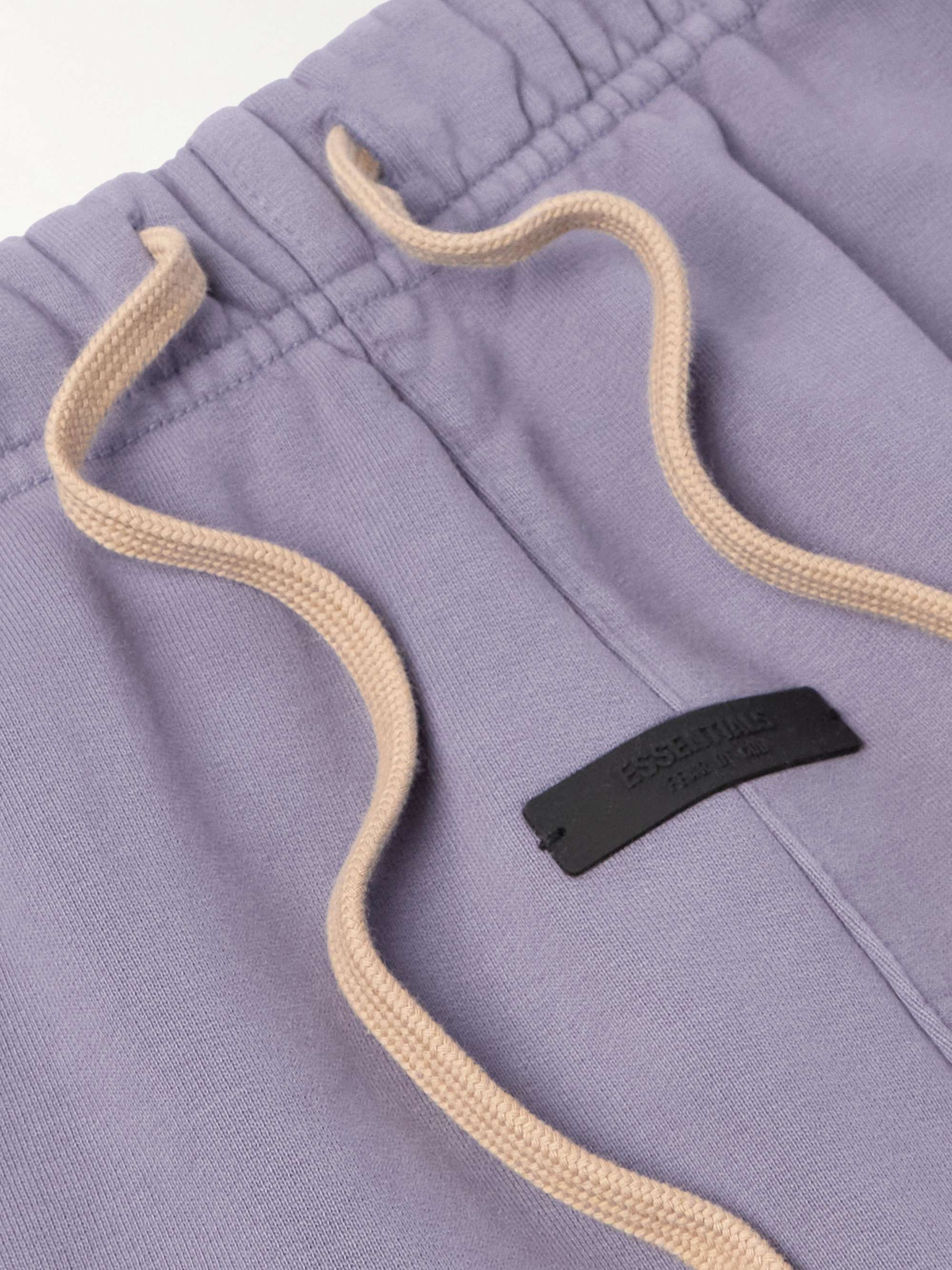 Wide-Leg Logo-Appliquéd Cotton-Jersey Drawstring Shorts view