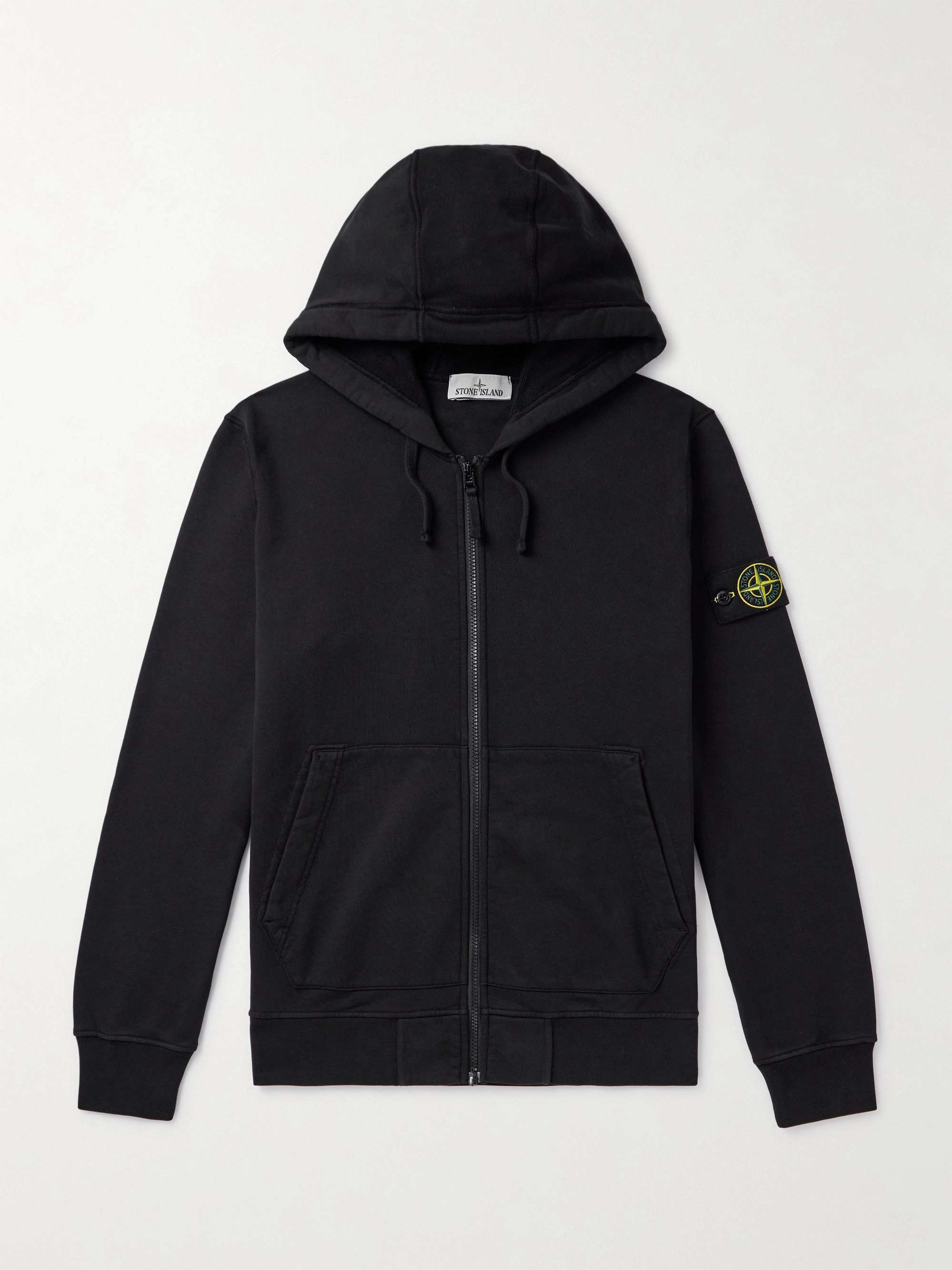 Logo-Appliquéd Garment-Dyed Cotton-Jersey Zip-Up Hoodie view