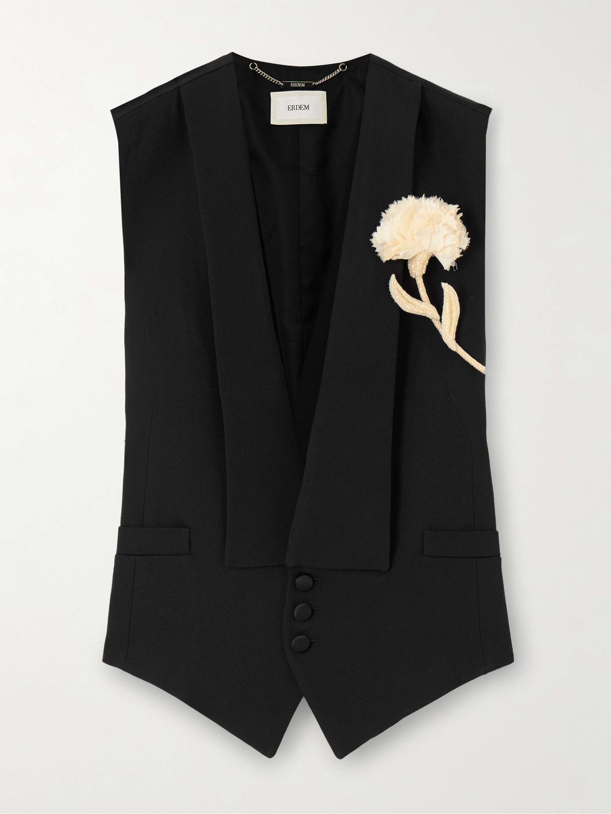 Appliquéd grain de poudre wool vest view