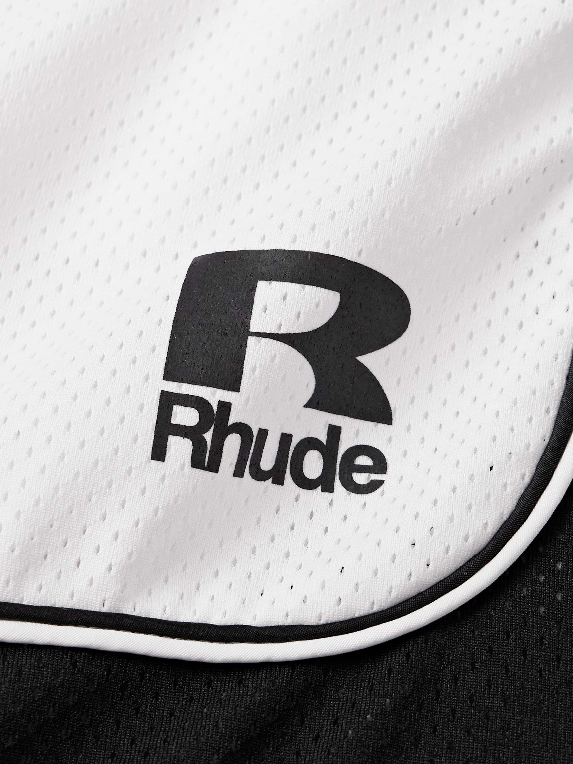 Wide-Leg Logo-Print Mesh Drawstring Shorts view