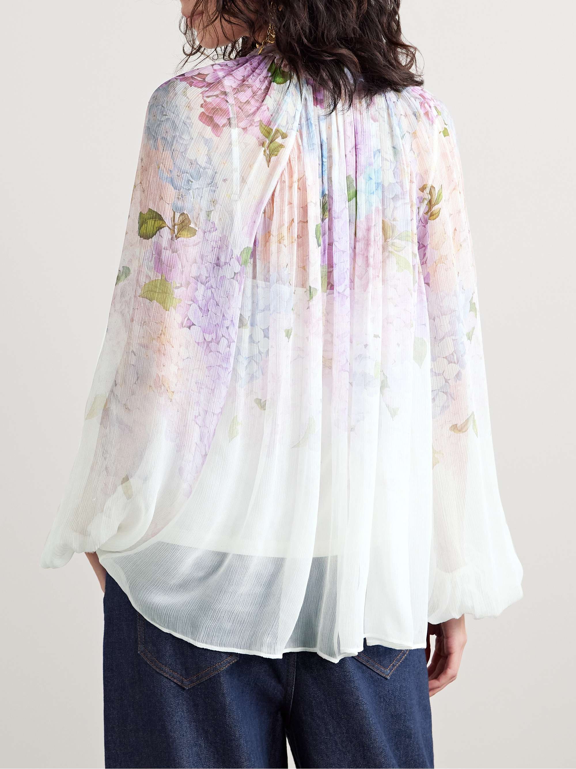 Dawning pleated floral-print crepon blouse view