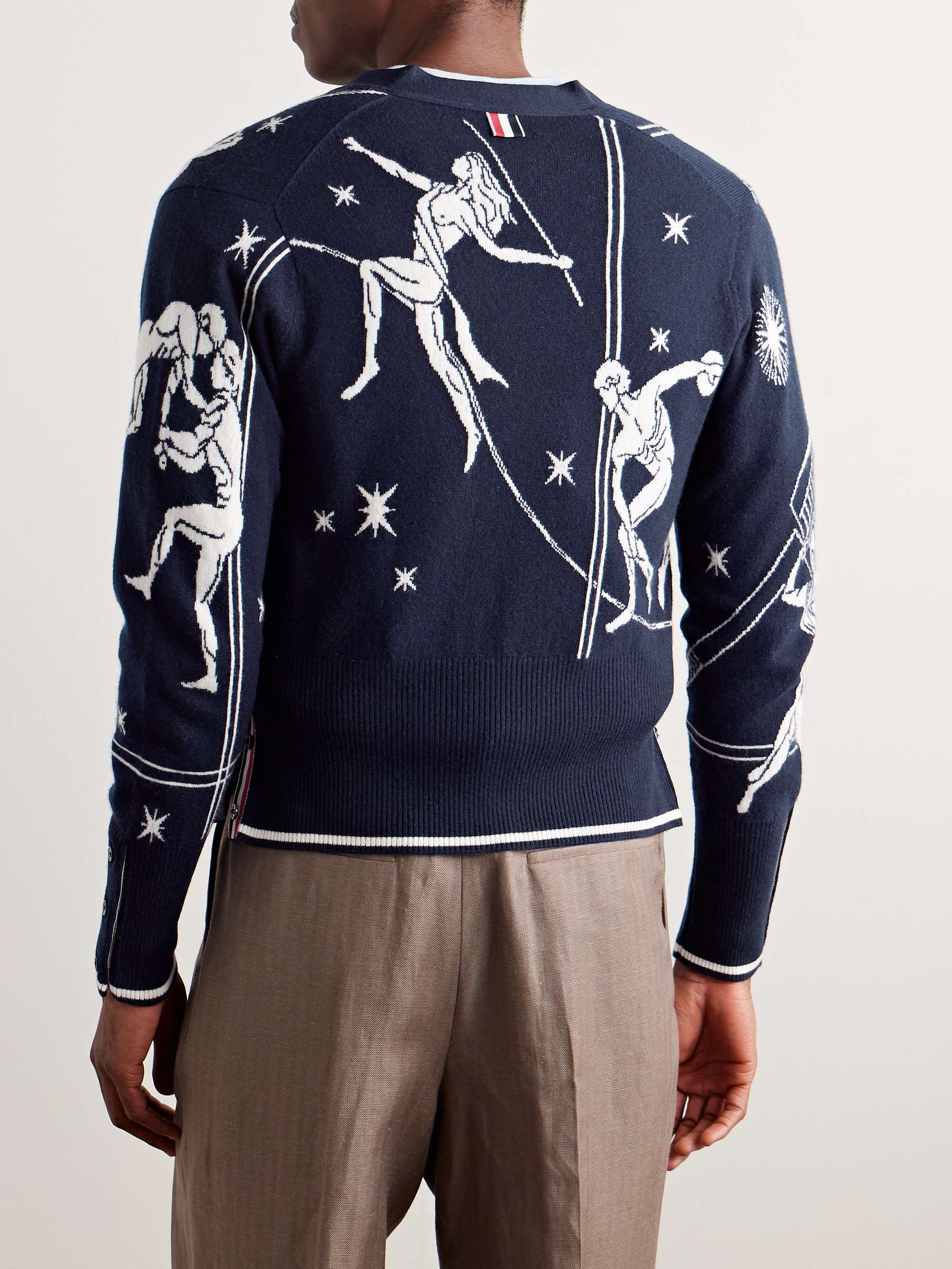 Olympic Constellation Slim-Fit Jacquard-Knit Cashmere Cardigan view