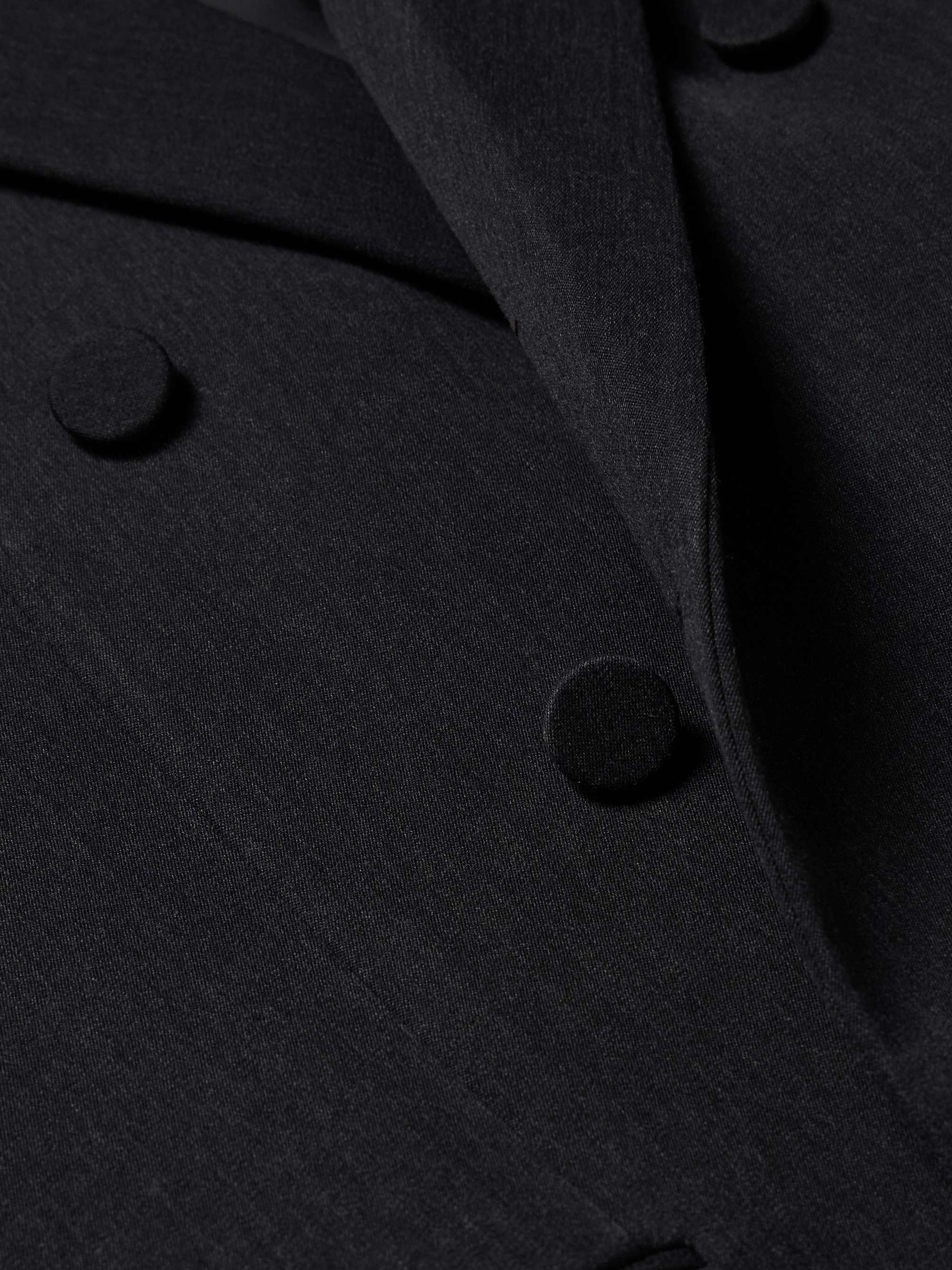 Double-Breasted Webbing-Trimmed Wool Coat view