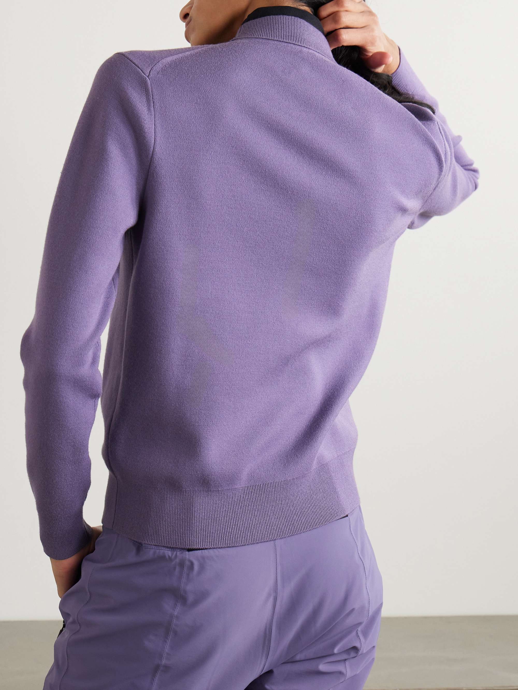 Etta layered jersey-trimmed wool turtleneck sweater view