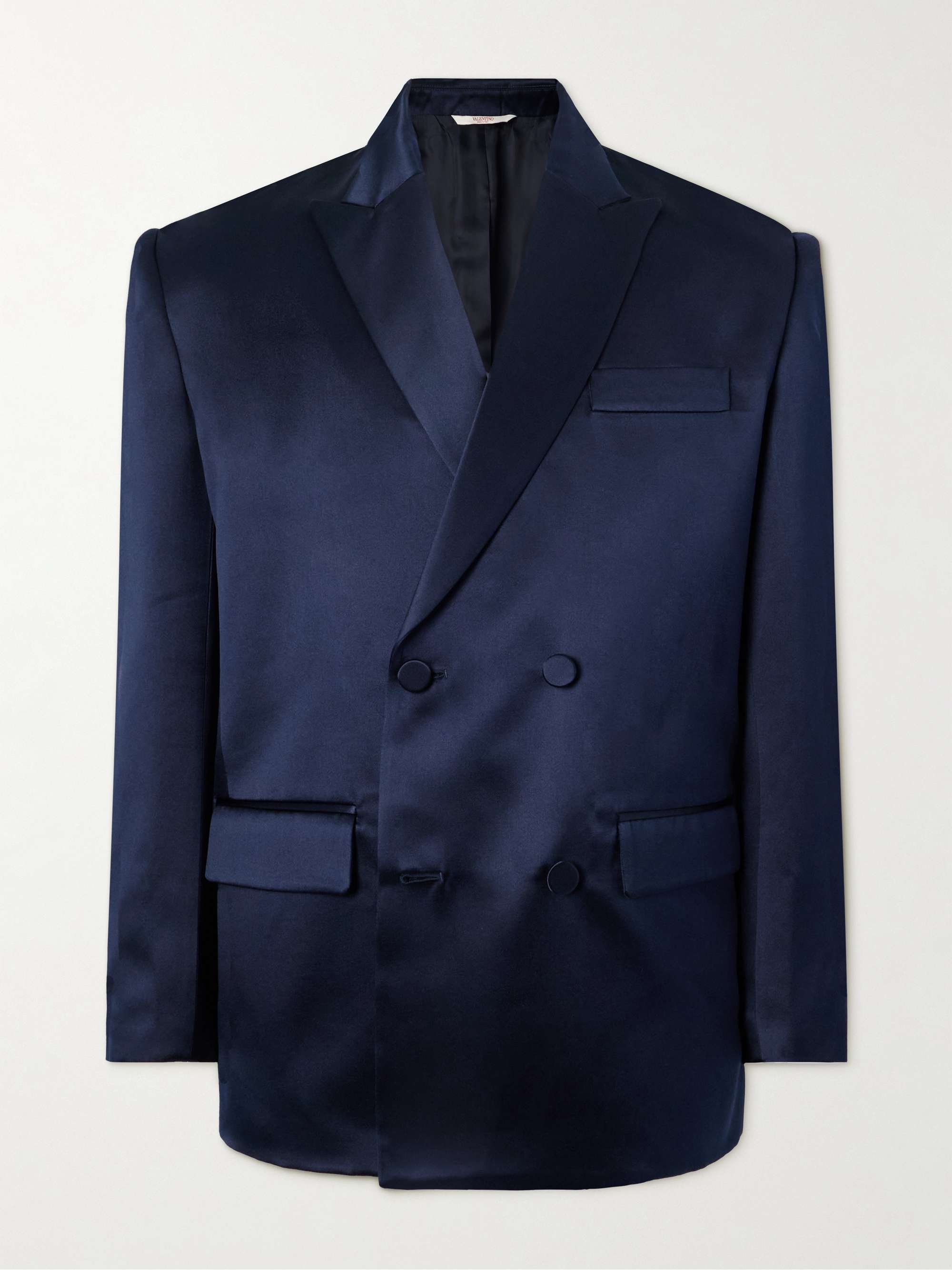 Double-Breasted Silk-Satin Suit Jacket view