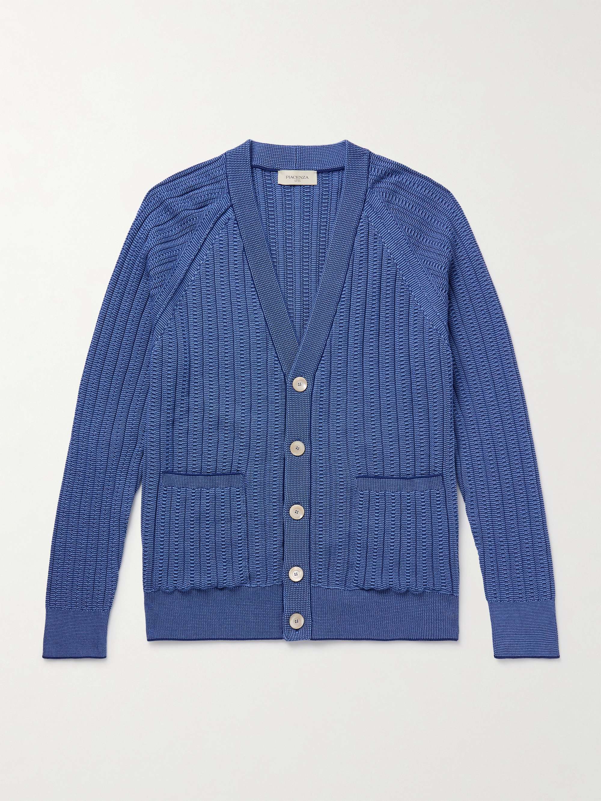 Slim-Fit Ribbed Cotton Cardigan view