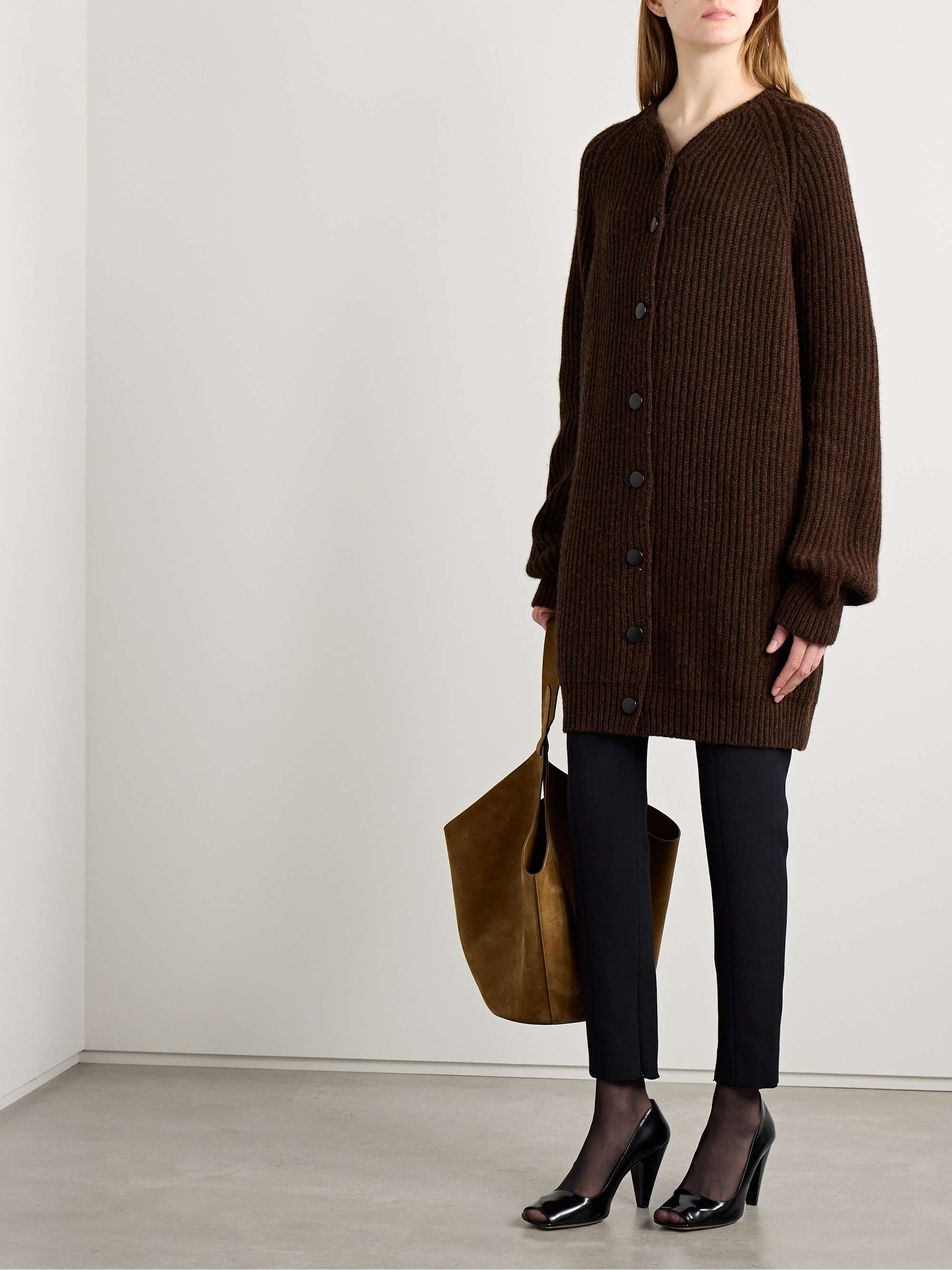 Jina oversized ribbed cashmere cardigan view