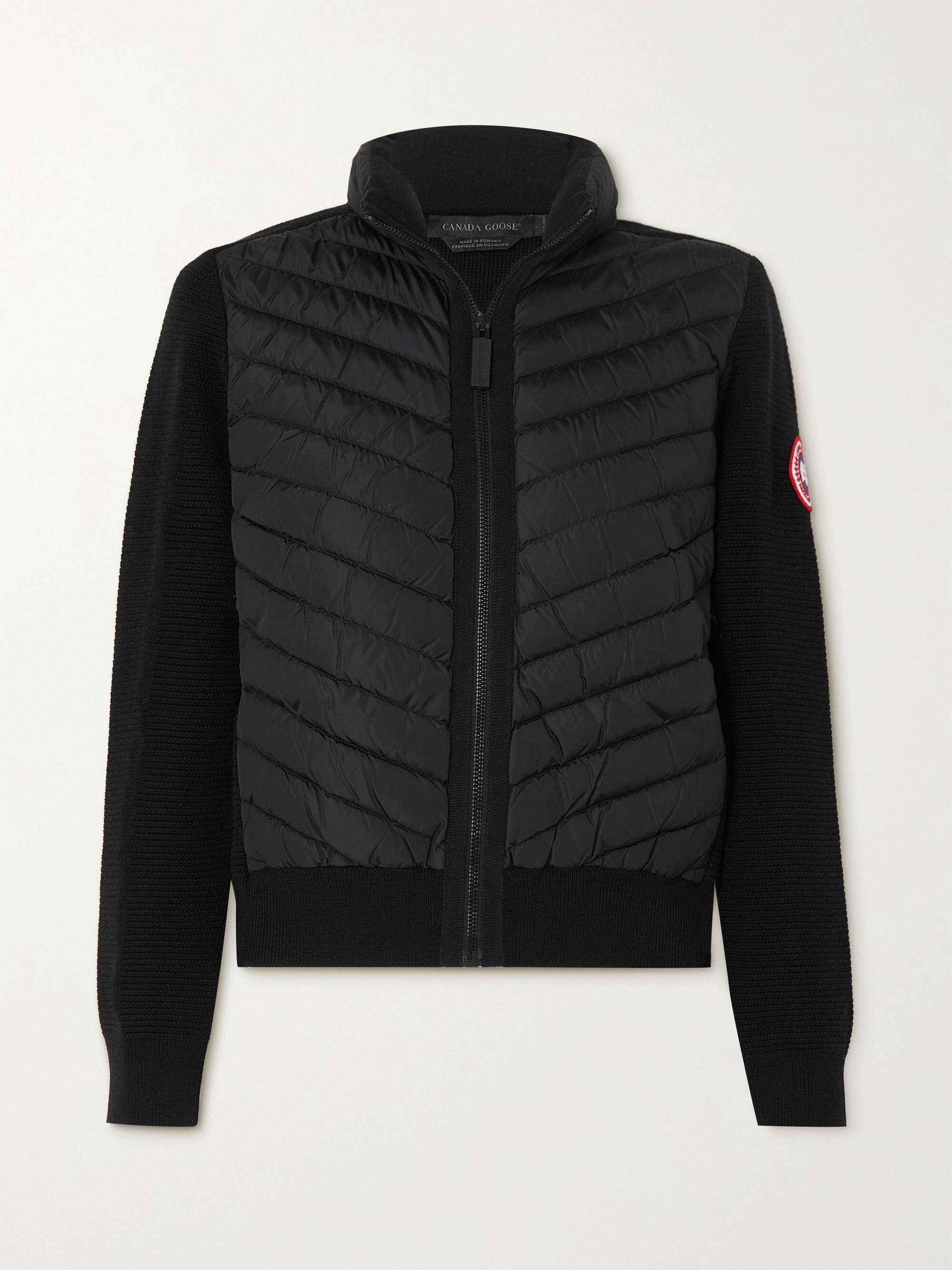 Hybridge paneled wool and quilted shell down jacket view