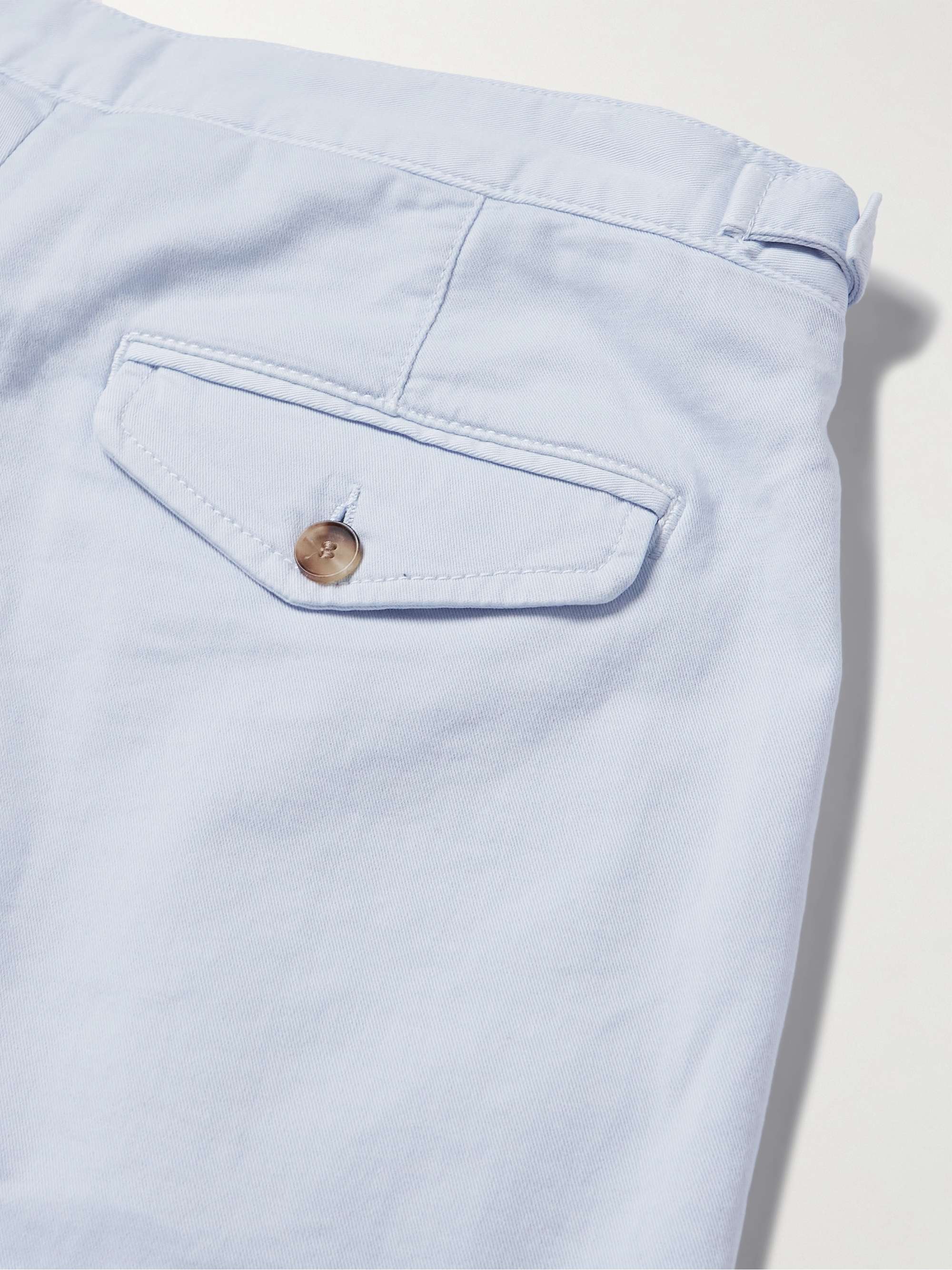 Wide-Leg Pleated Organic Cotton-Blend Twill Shorts view