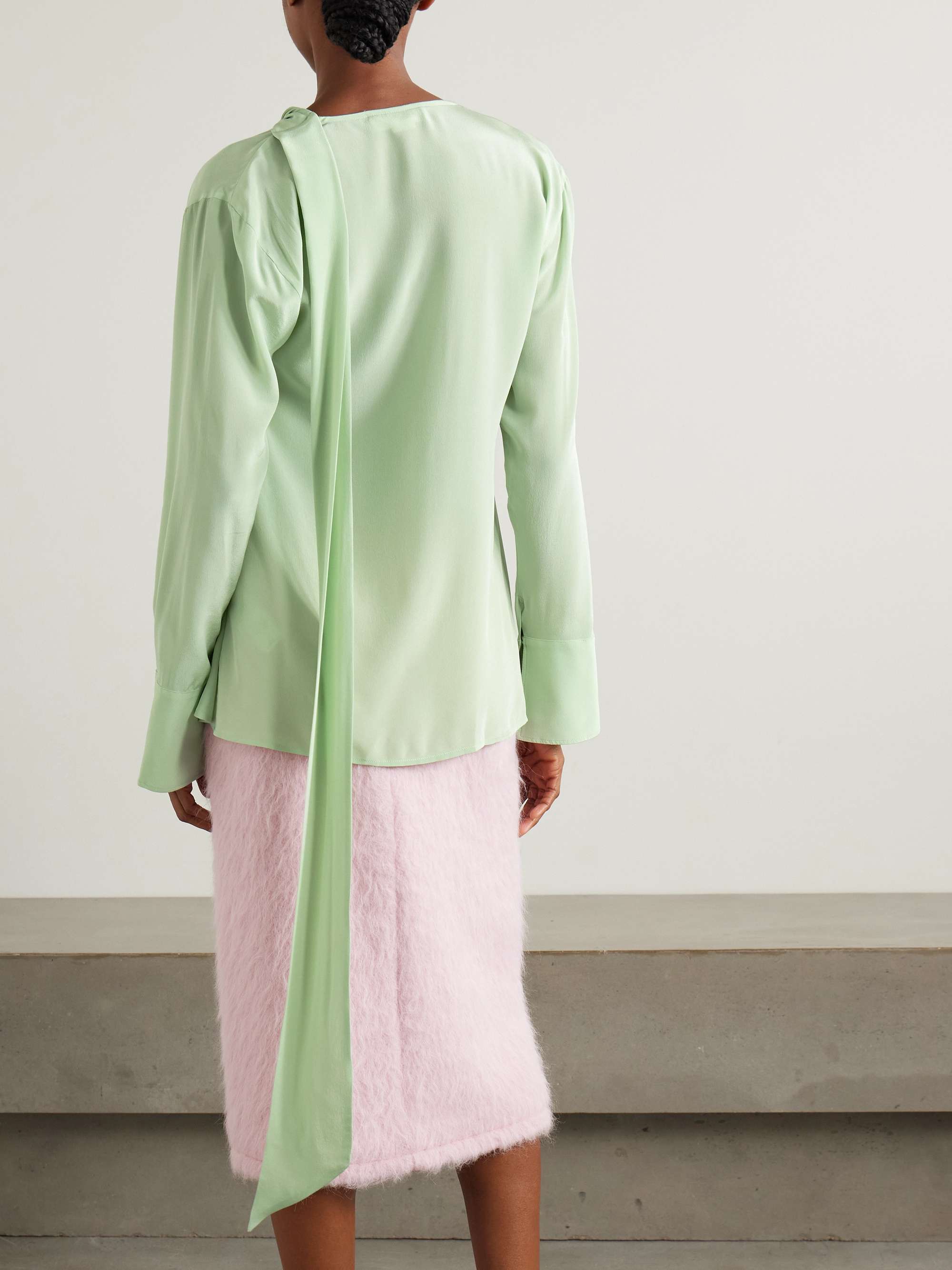 Twisted wrap-effect silk-crepe blouse view