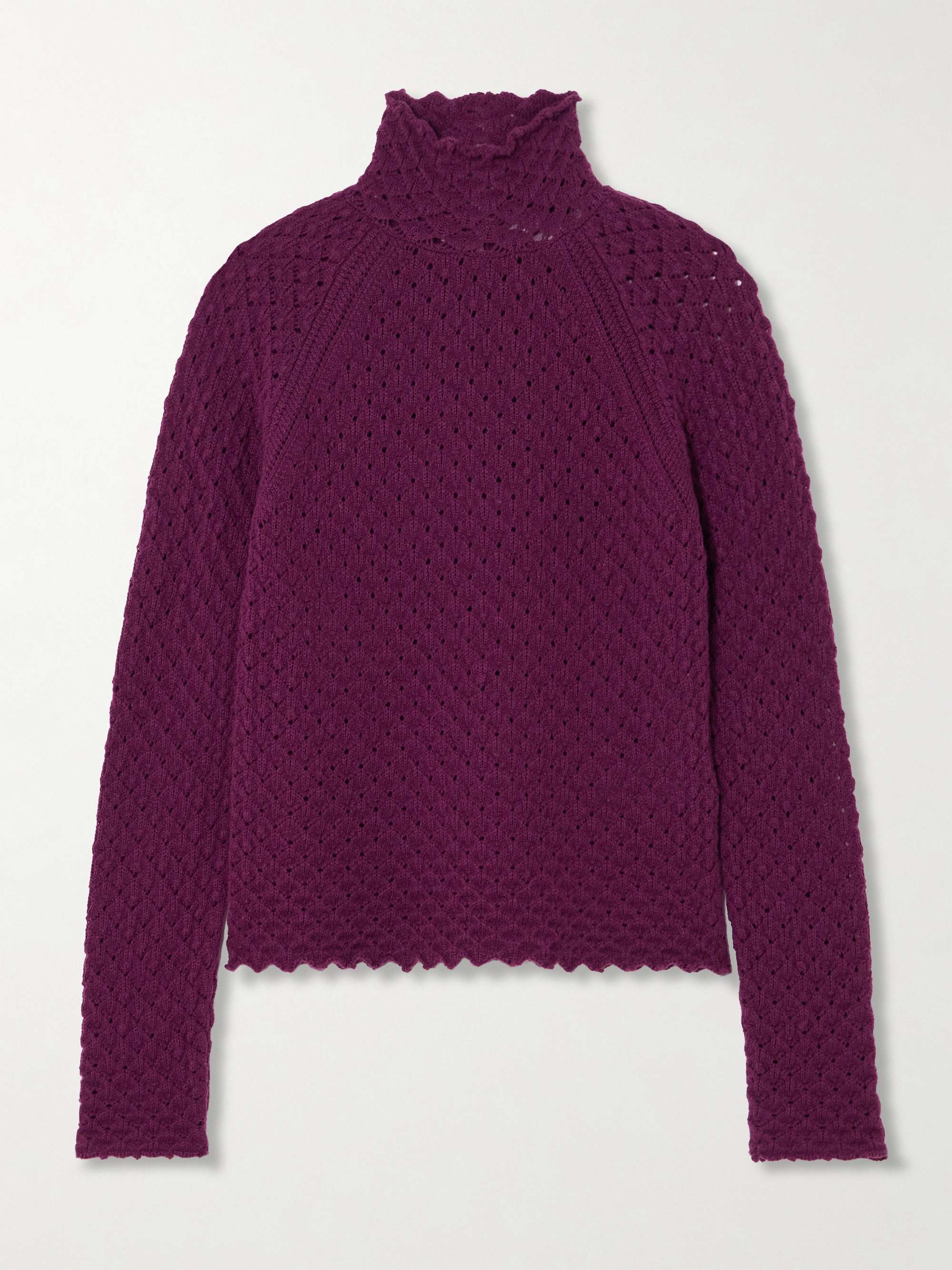 Open-knit wool and cashmere-blend turtleneck sweater view
