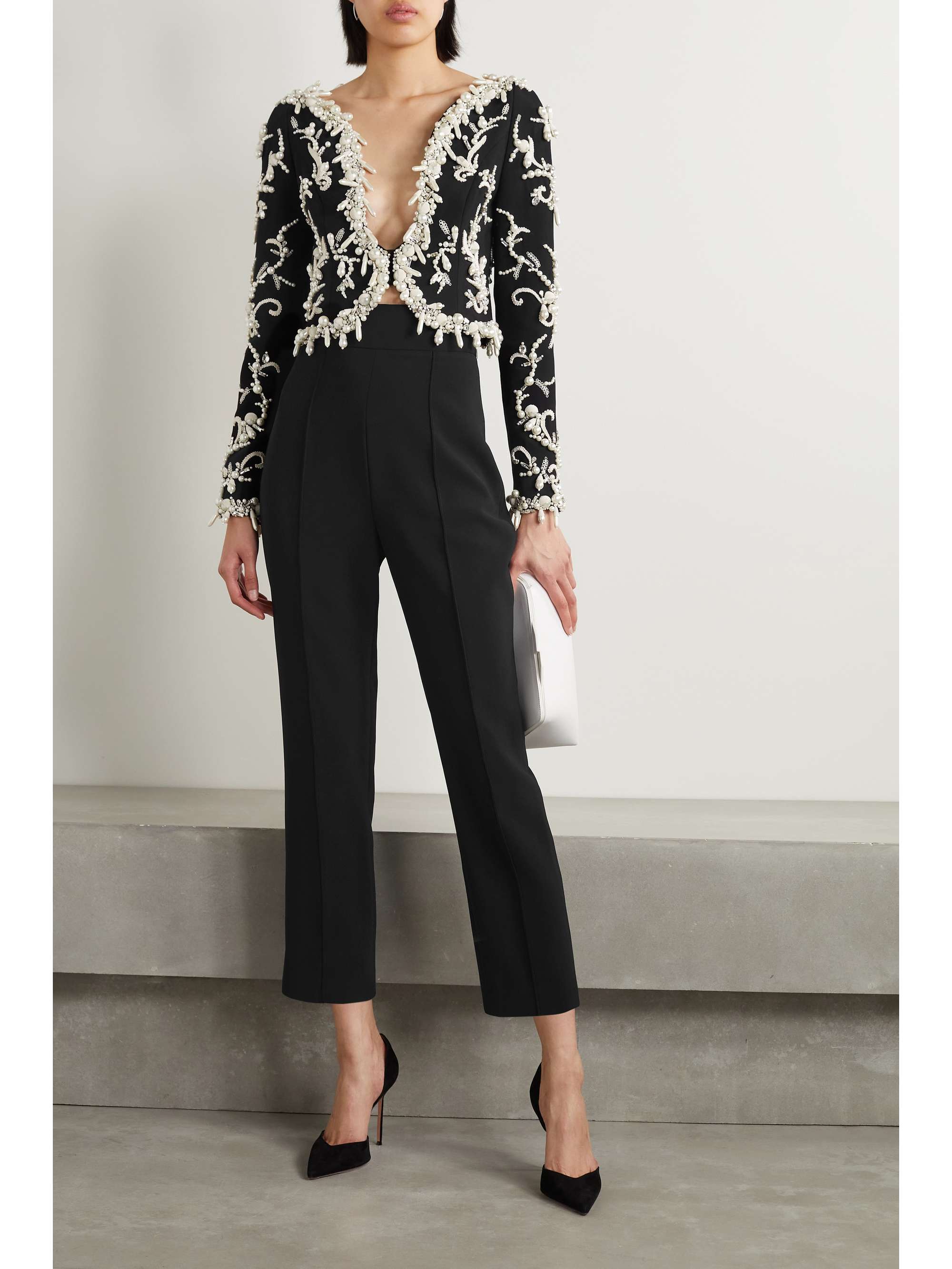 Cropped stretch-crepe straight-leg pants view