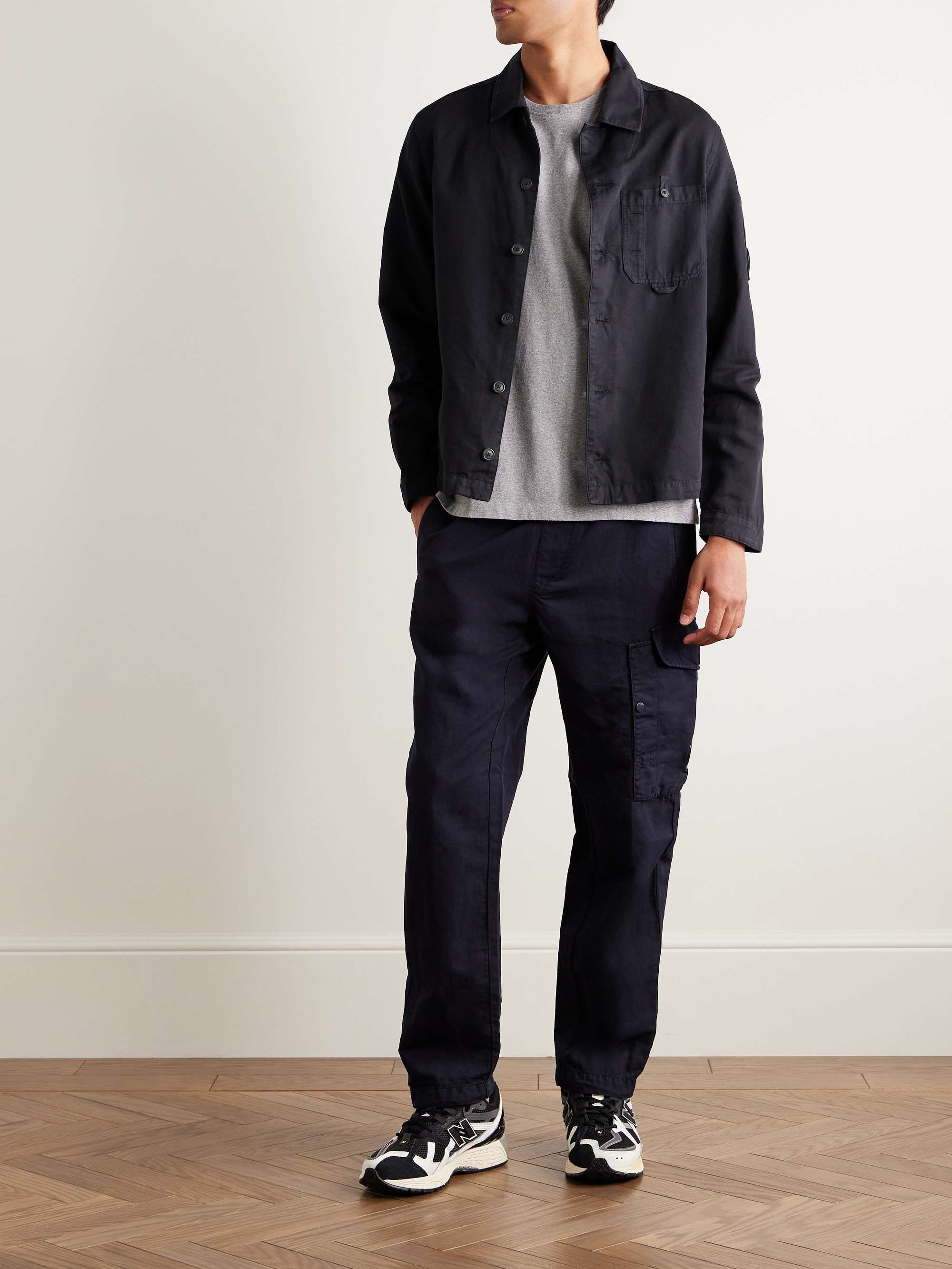 Logo-Appliquéd Cotton and Linen-Blend Overshirt view
