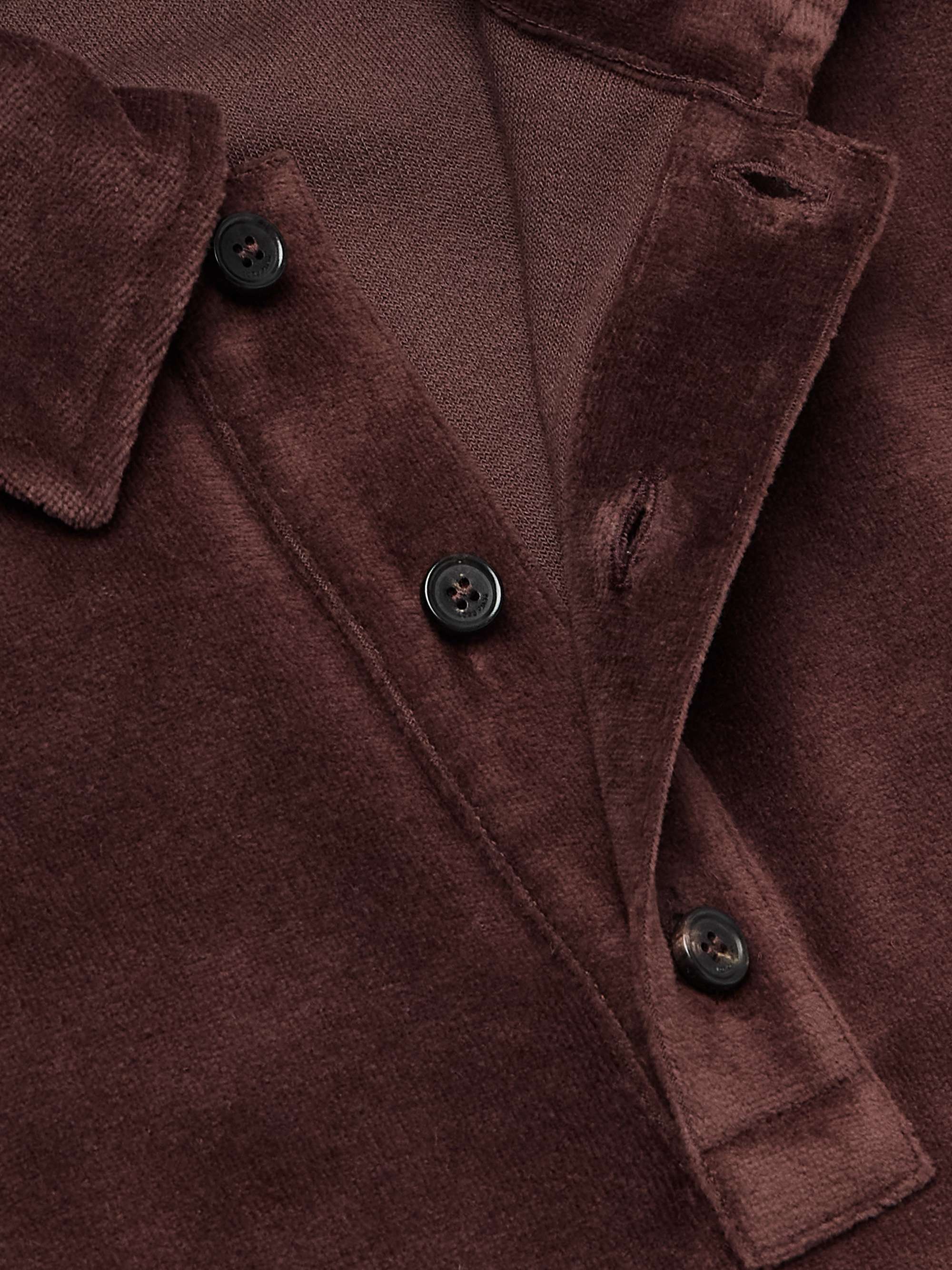 Cotton and Silk-Blend Velour Polo Shirt view