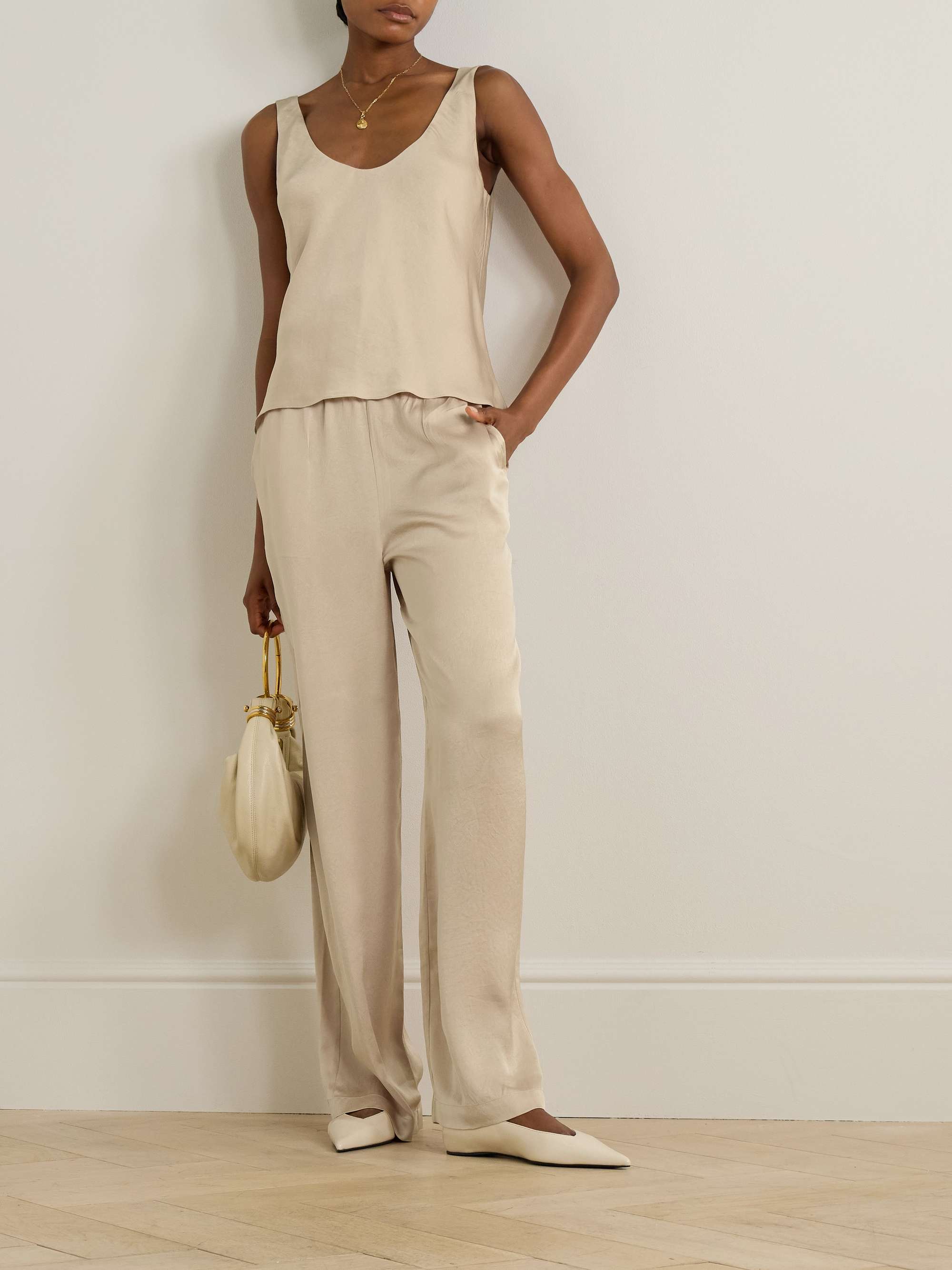 Satin pants view