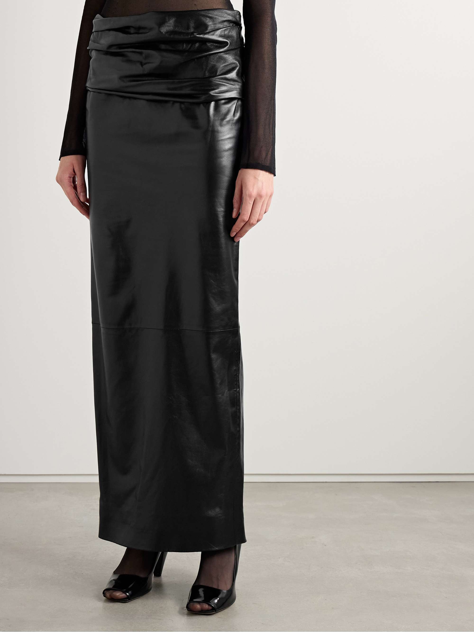 Winler gathered leather maxi skirt view